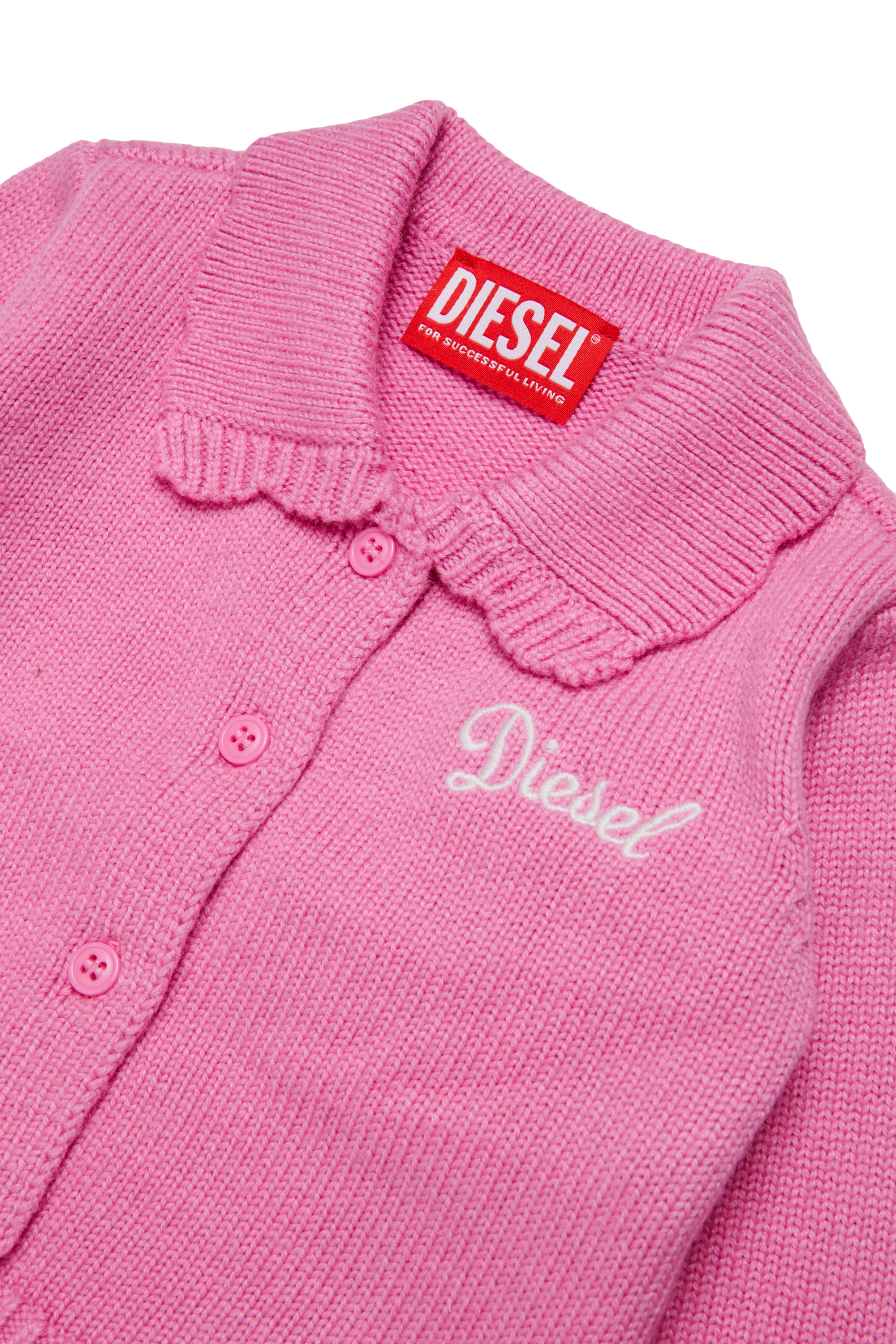 Diesel - KSCALOB, Woman's Cashmere-enriched cardigan with scalloped collar in Pink - 3