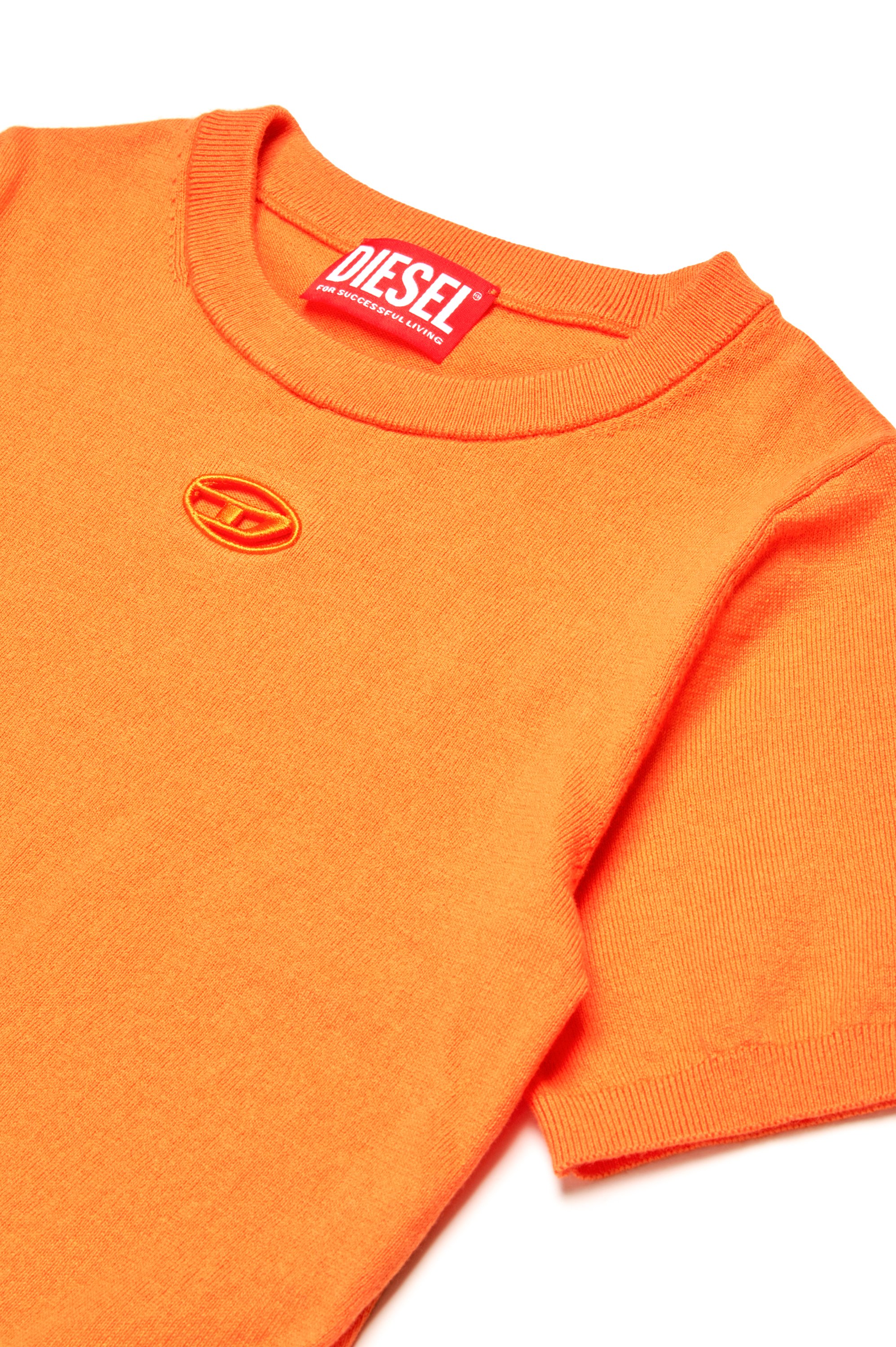 Diesel - KMARGA, Woman's Knitted T-shirt with cut-out Oval D logo in Orange - 3