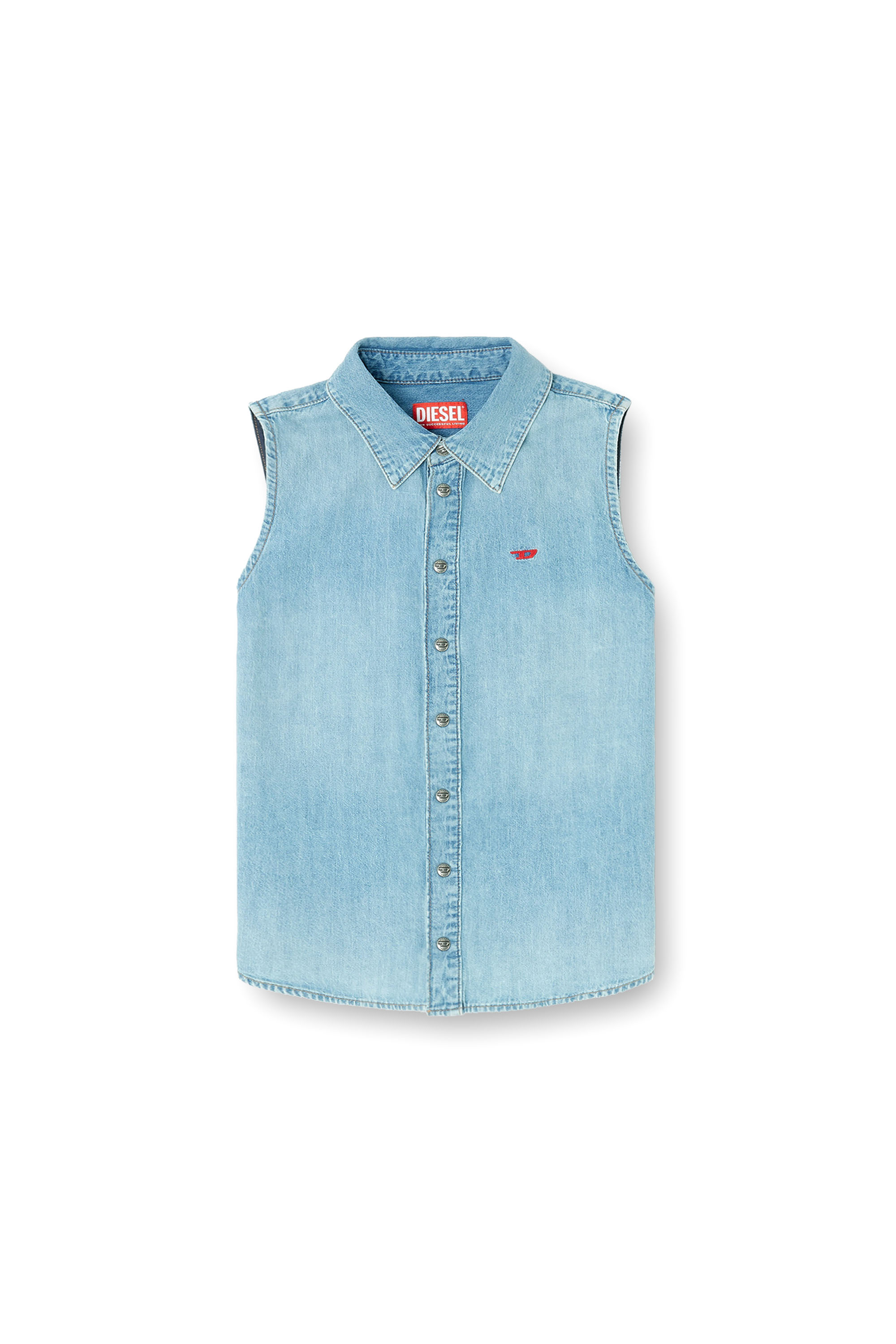 Diesel - DE-EAZY-SL, Woman's Sleeveless denim shirt in Light Blue - 3