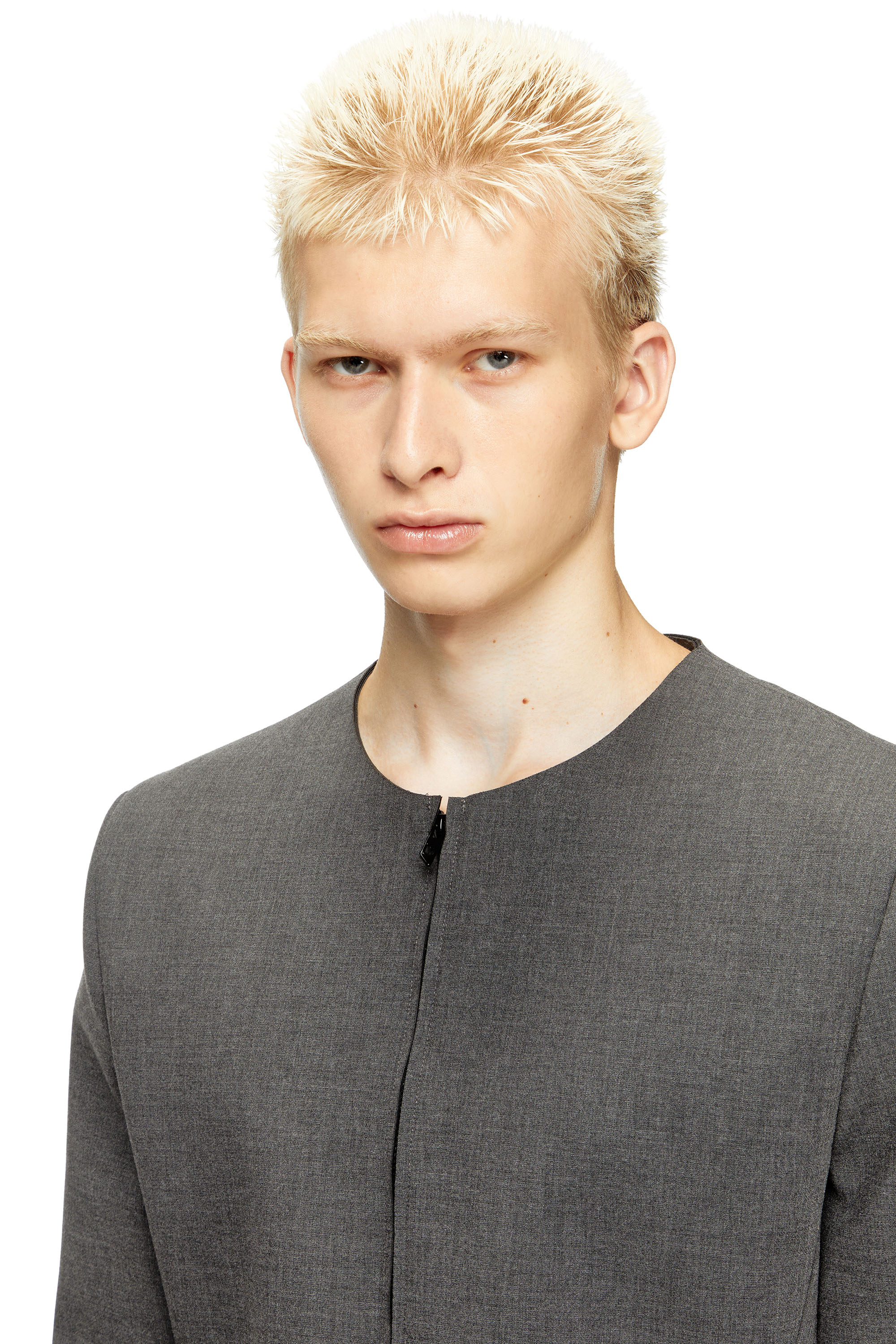 J-CESAR-NEO, Grey Diesel - J-CESAR-NEO, Man's Collarless jacket in neoprene-bonded fabric in Grey - 5