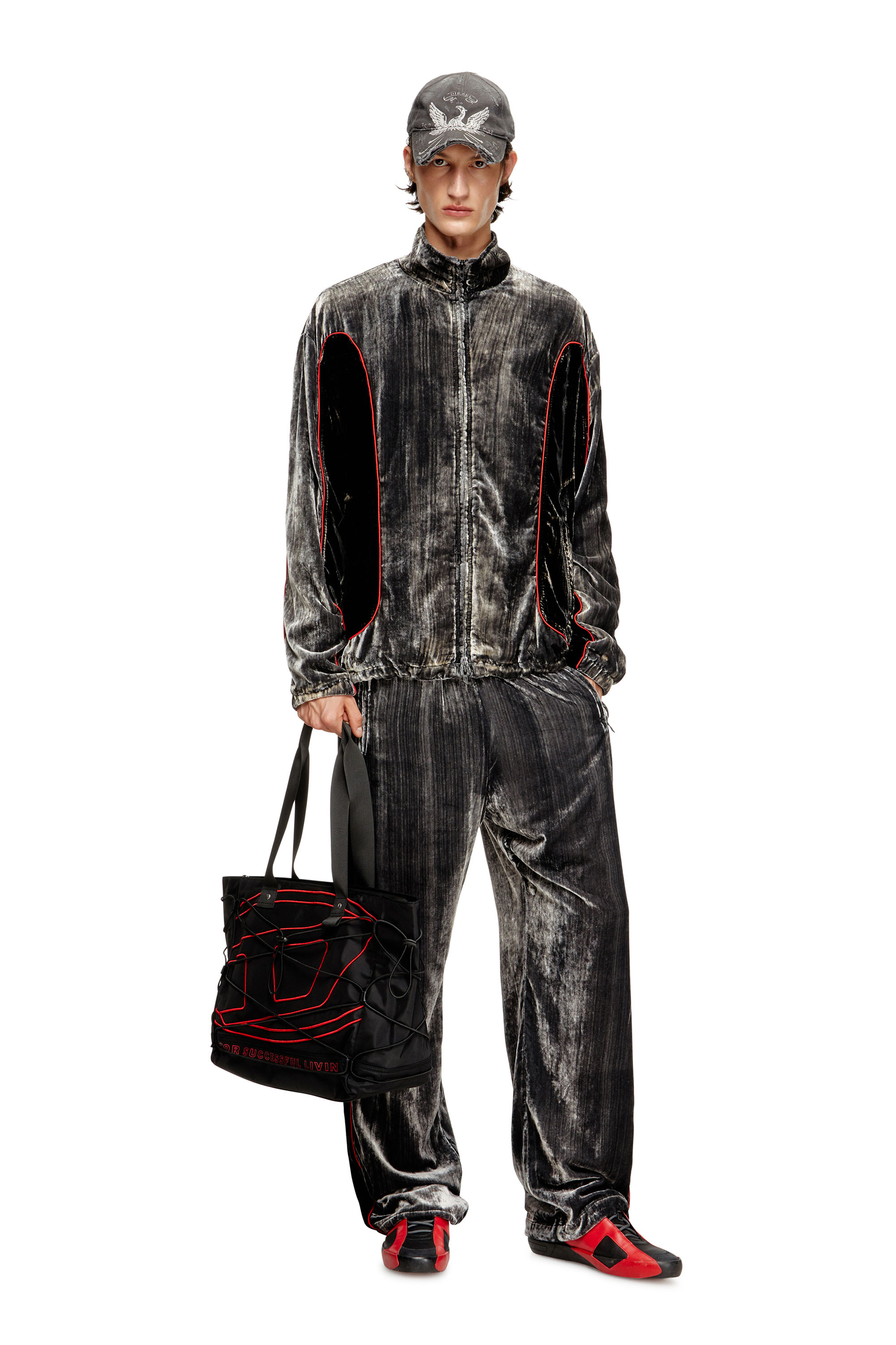 Diesel - J-HAY, Man's Track jacket in treated velvet in null - 2
