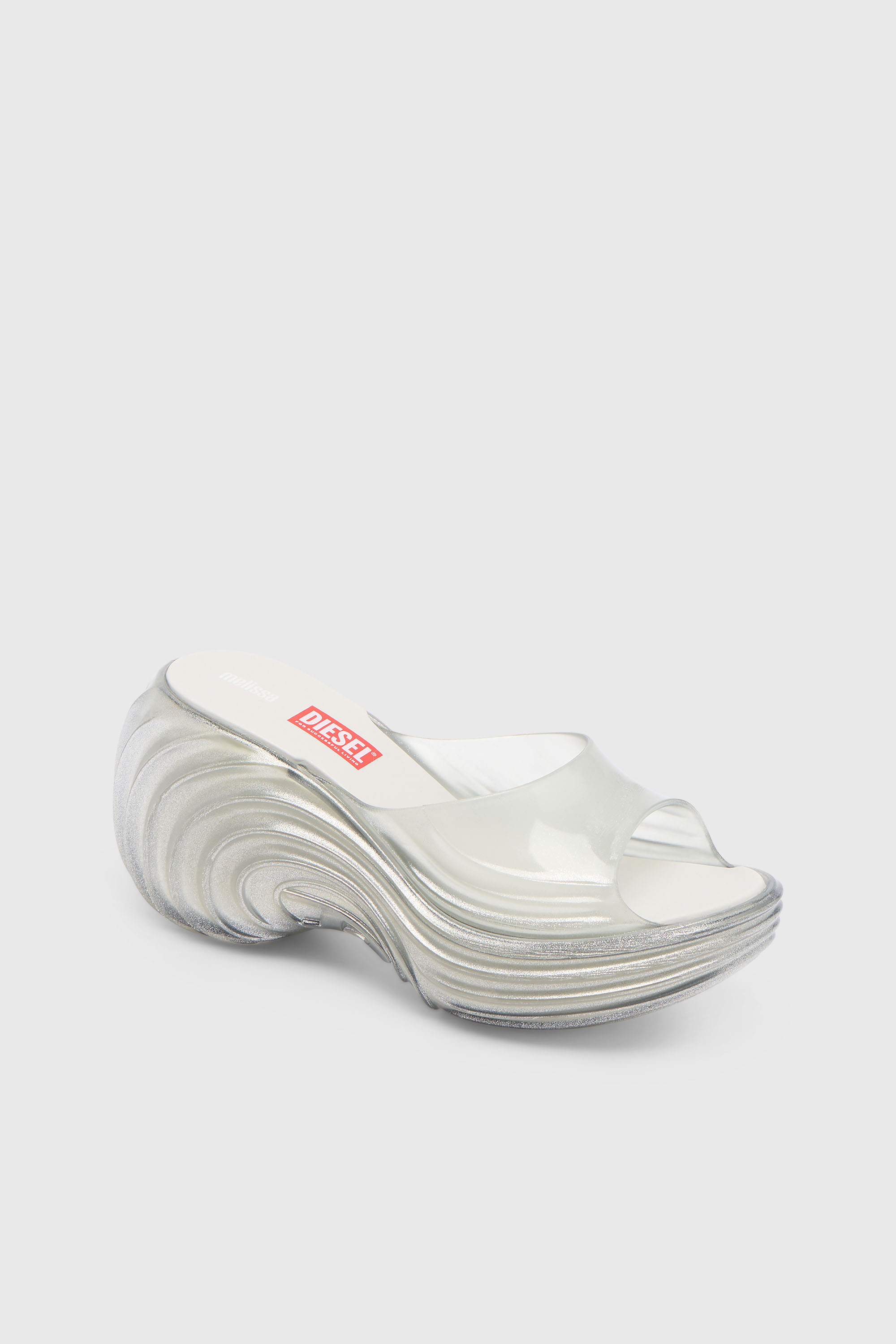 Diesel - MELISSA QUANTUM PLATFORM, Woman's Platform mule in Melflex&reg; in Silver - 6