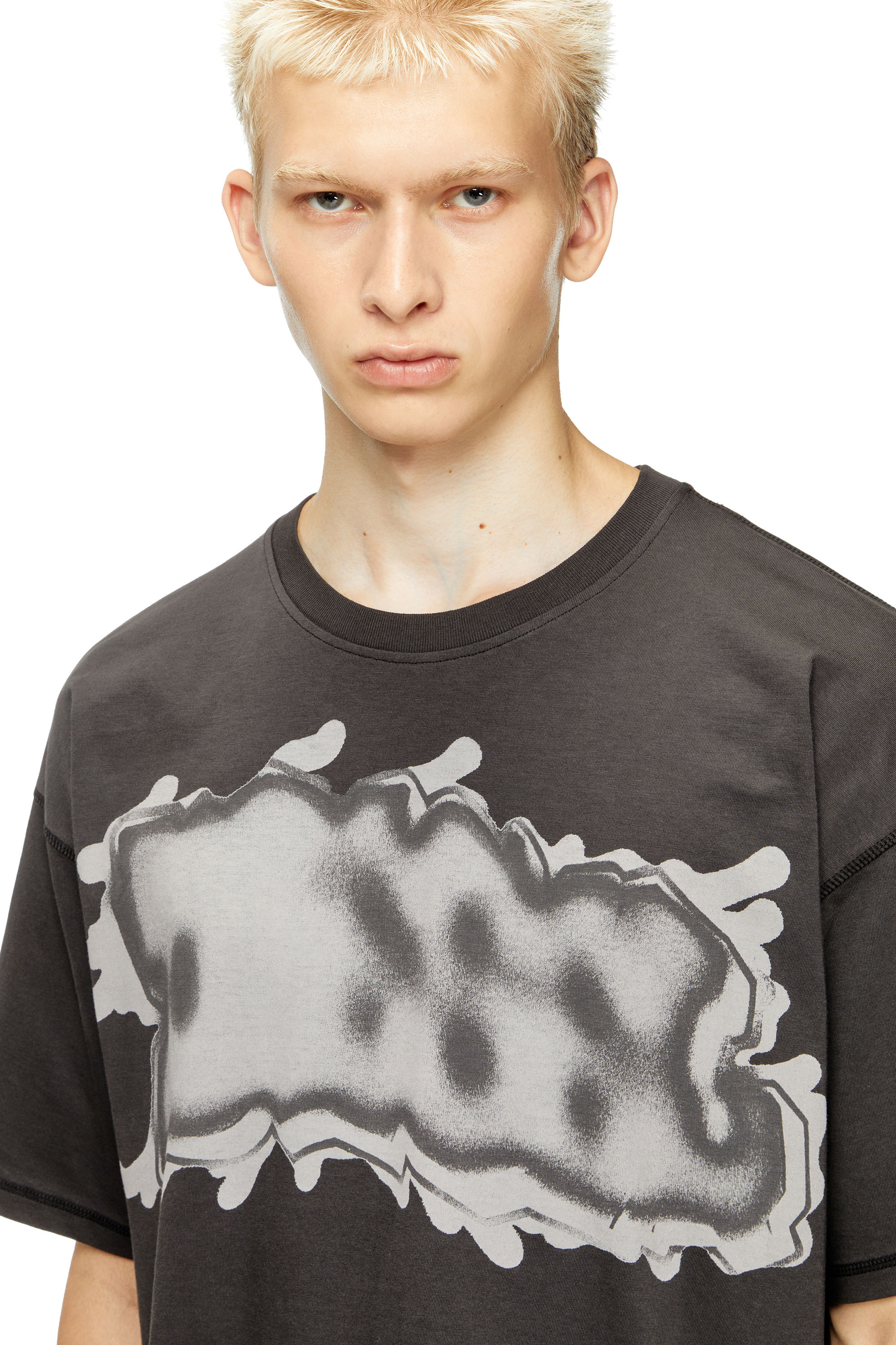 T-LEONARD-IHBJ, Dark grey Diesel - T-LEONARD-IHBJ, Man's T-shirt with graffiti print in Dark grey - 5
