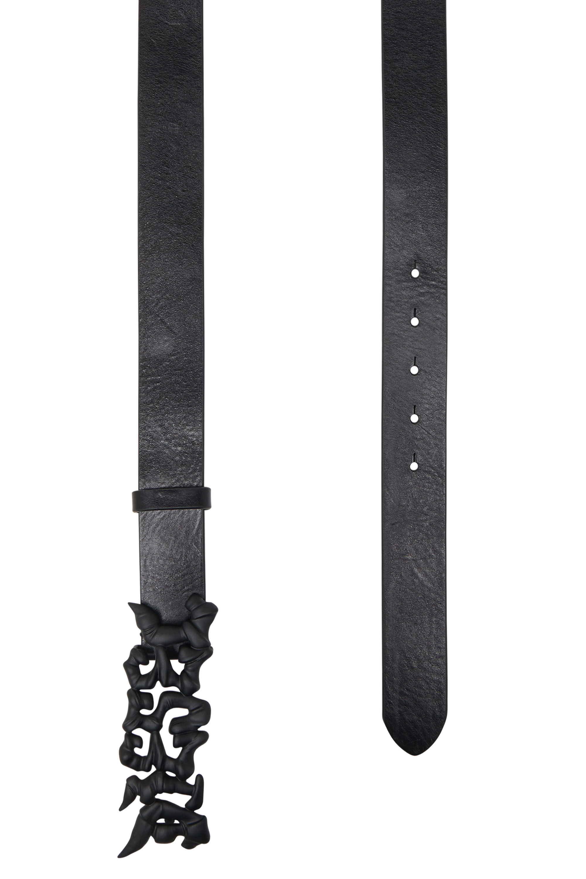 B-GRAFFITI, Black Diesel - B-GRAFFITI, Unisex's 3.5cm pull-up leather belt with graffiti buckle in Black - 2