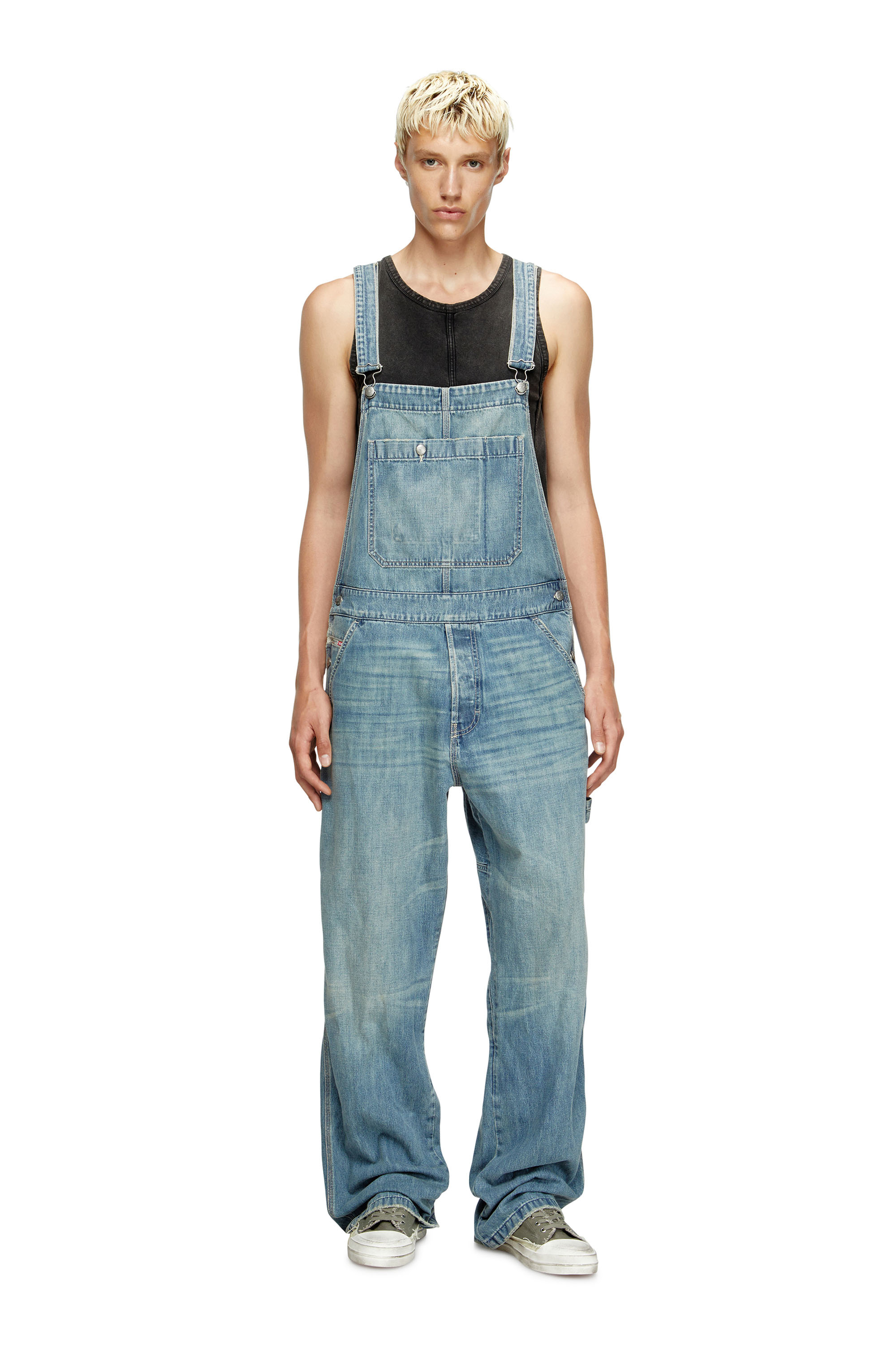 Diesel - D-FRAMU-U, Unisex's Utility-style denim dungarees in Light Blue - 1