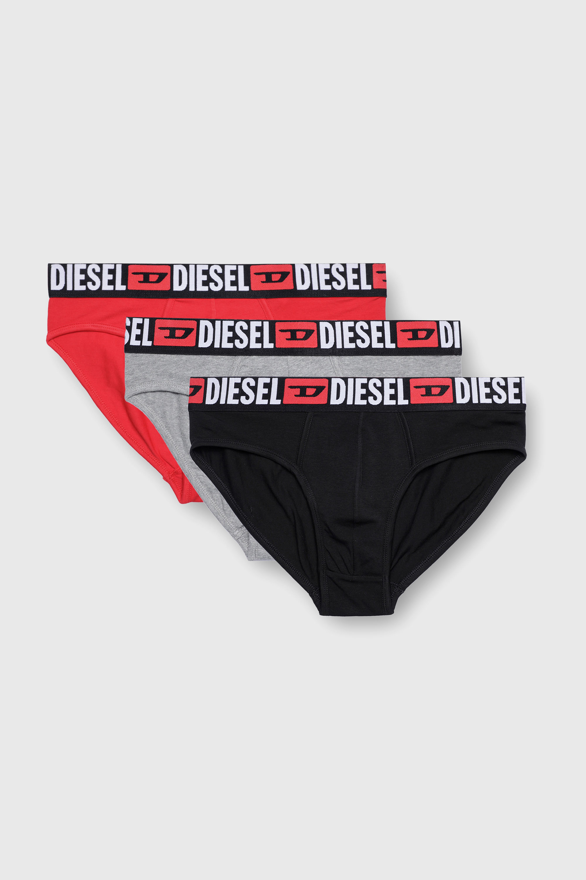 Diesel - UMBR-ANDRETHREEPACK, Man's Three-pack of solid-colour briefs in Black/Grey - 1