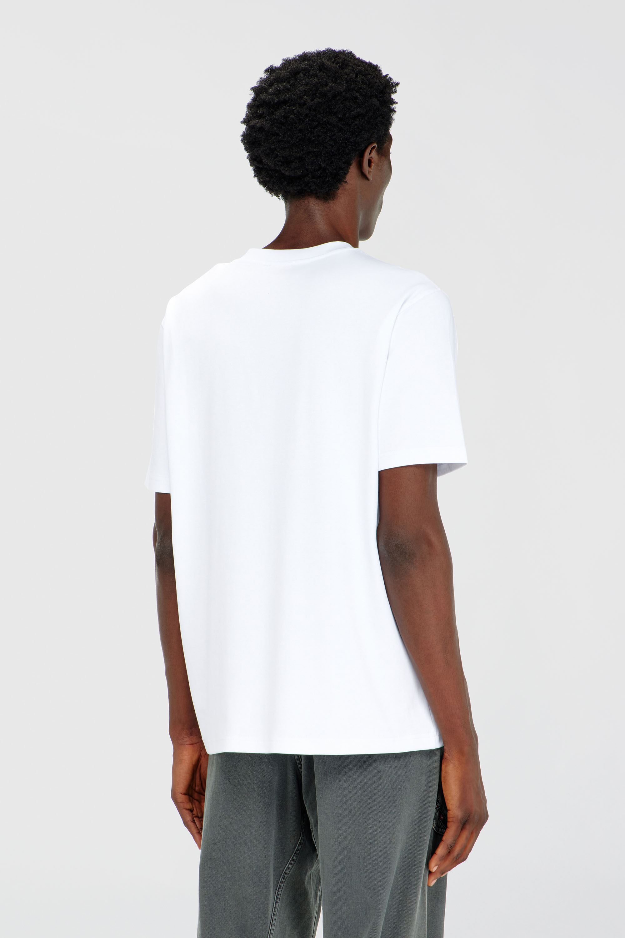 Diesel - T-ADJUST-AA2, Man's Cotton-interlock T-shirt with logo embroidery in White - 4