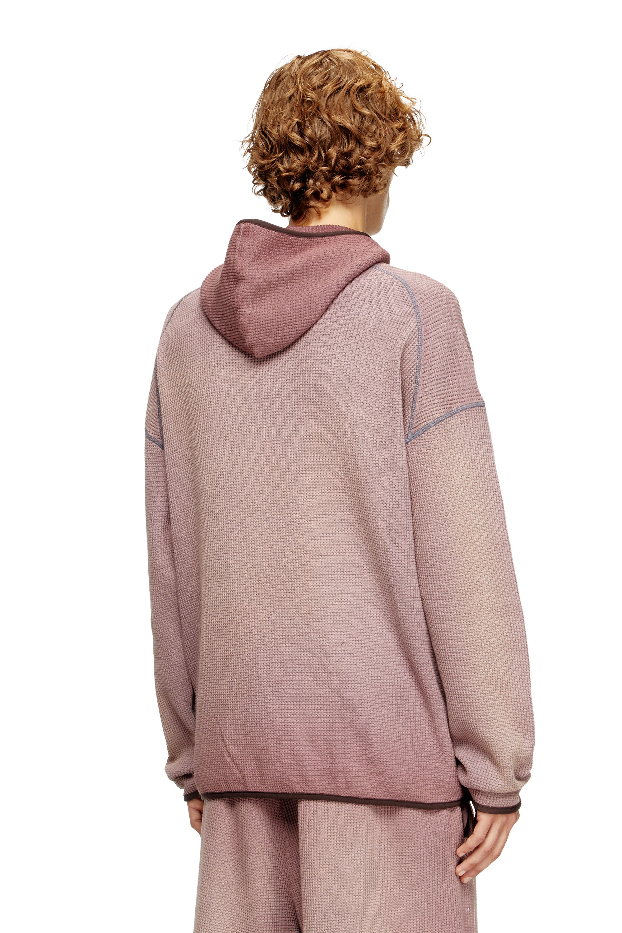 Diesel - S-WAF-HOOD-NEW, Man's Faded waffle hoodie with graphic print in null - 4