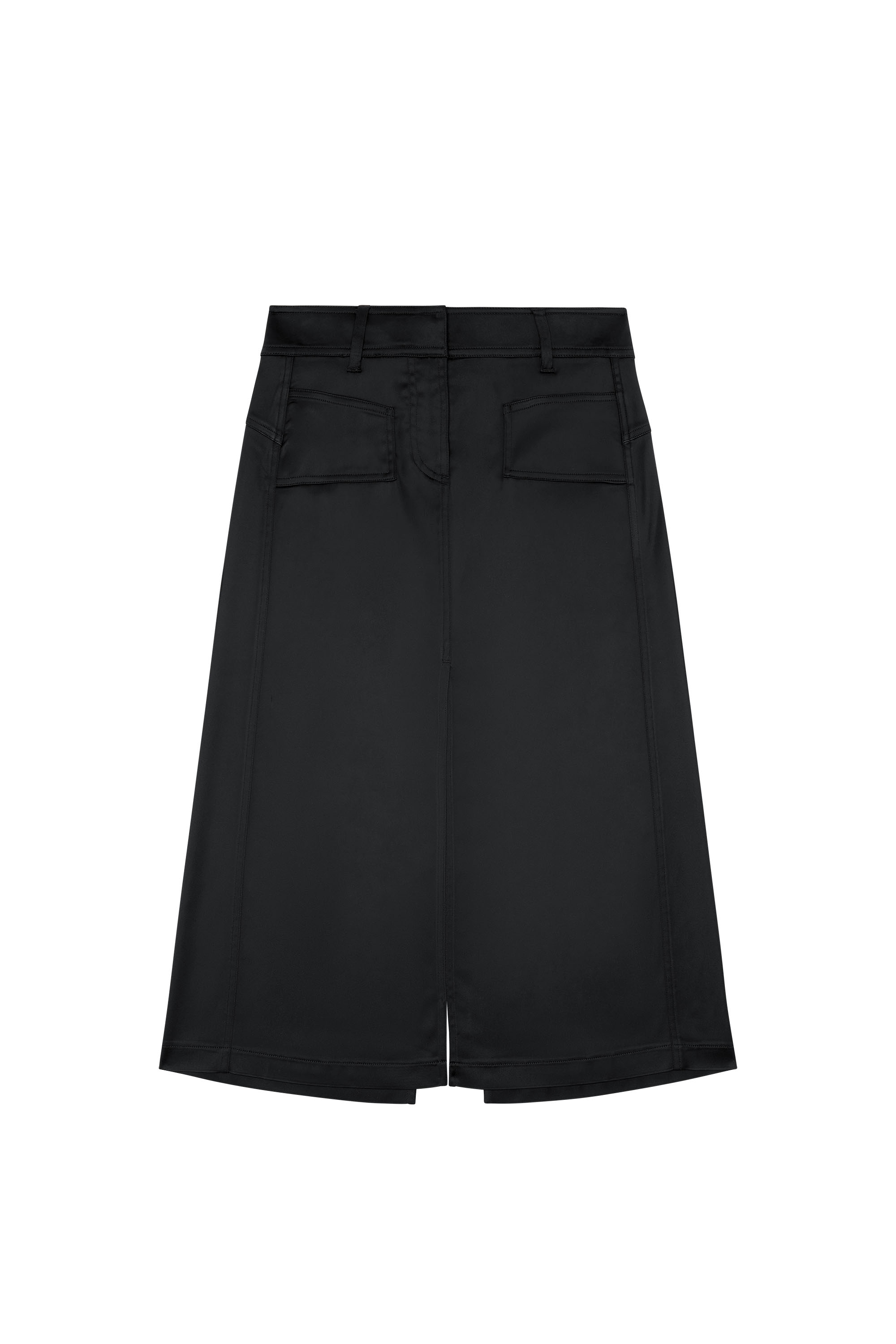 Diesel - O-YAN, Woman's Midi skirt in stretch satin in Black - 3