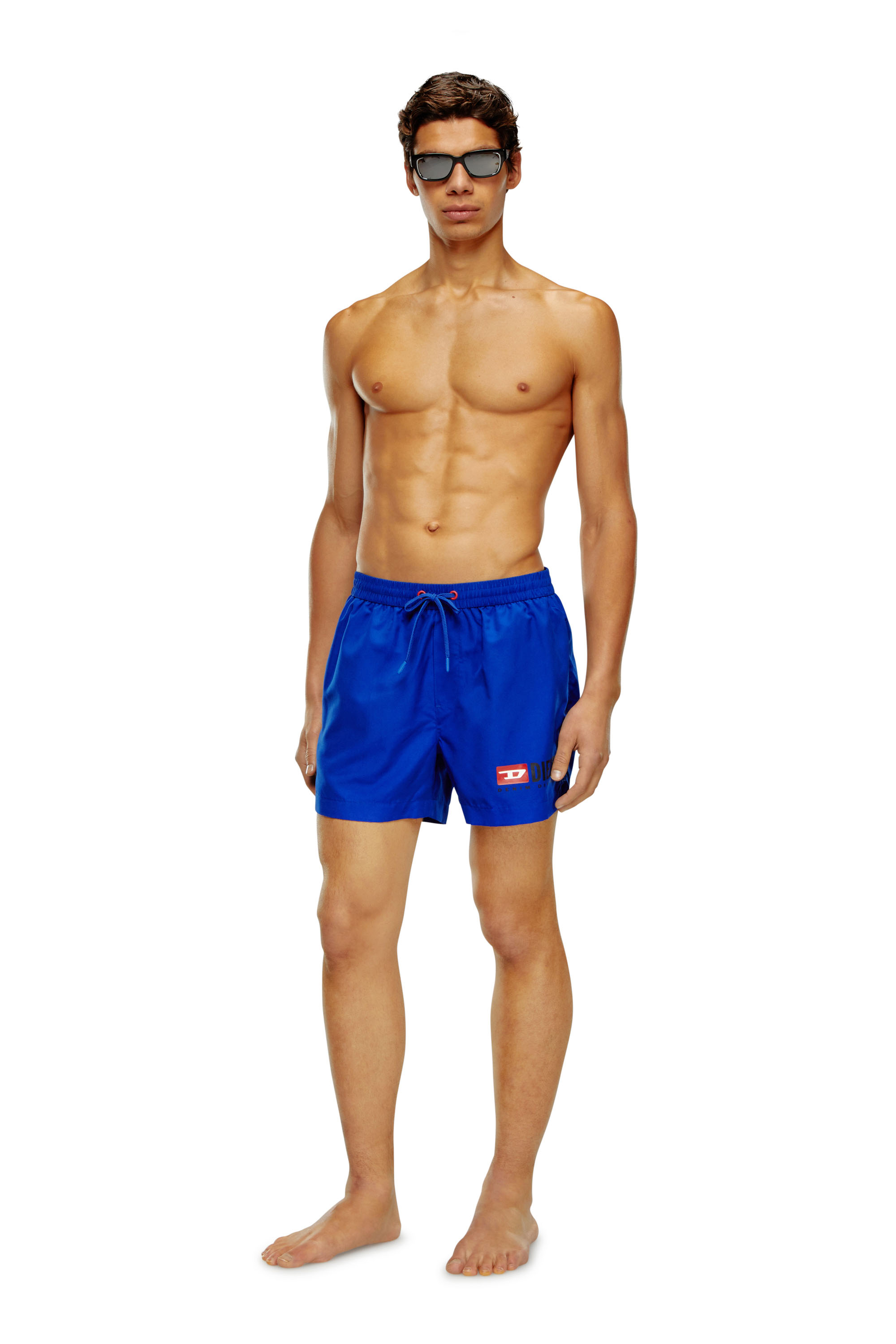 Diesel - BMBX-KEN-37, Man Mid-length swim shorts with logo print in Blue - Image 1