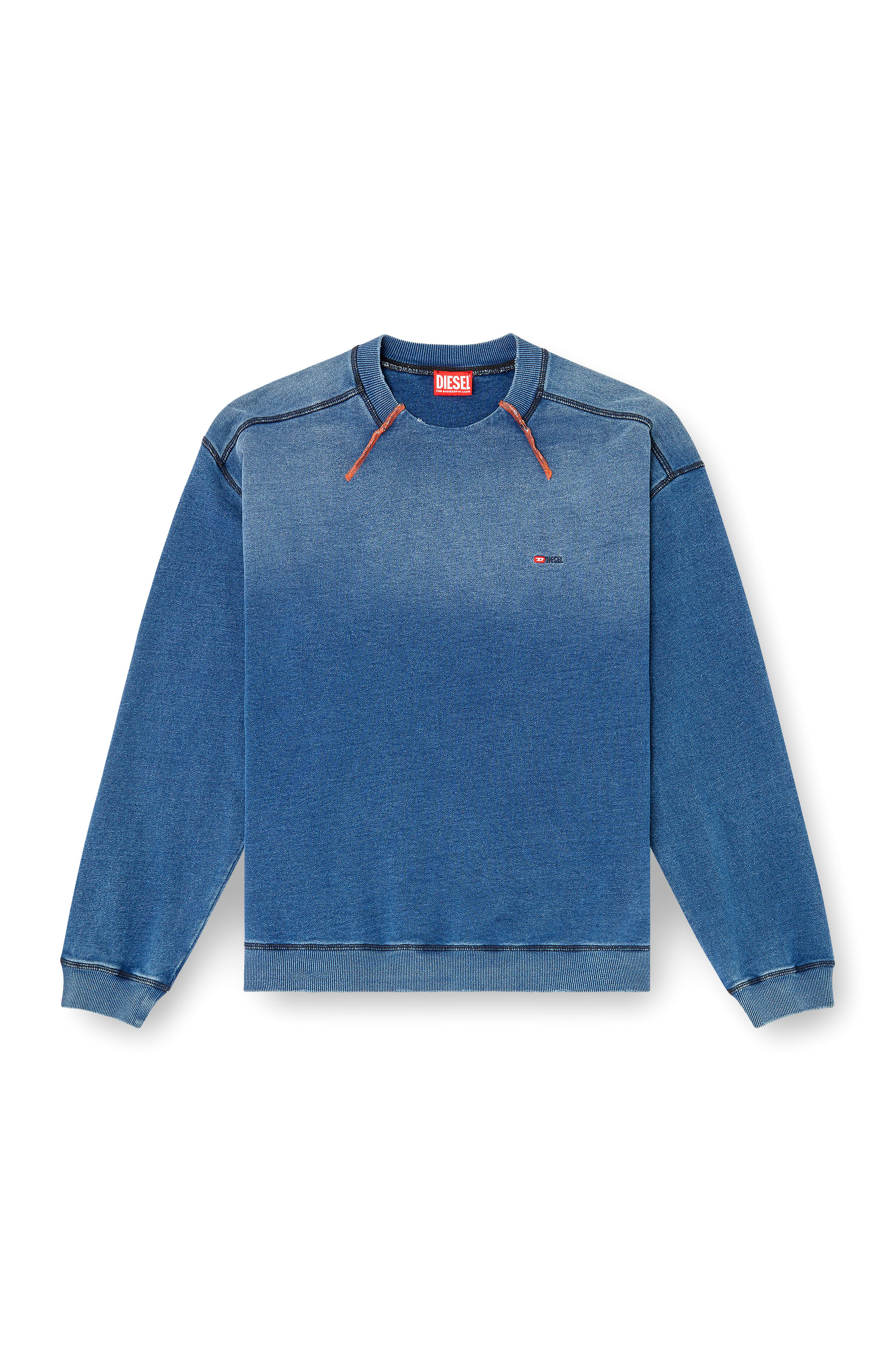 Diesel - S-CRAO-BOXT, Man's Cotton sweater with contrasting stitching in Blue - 2