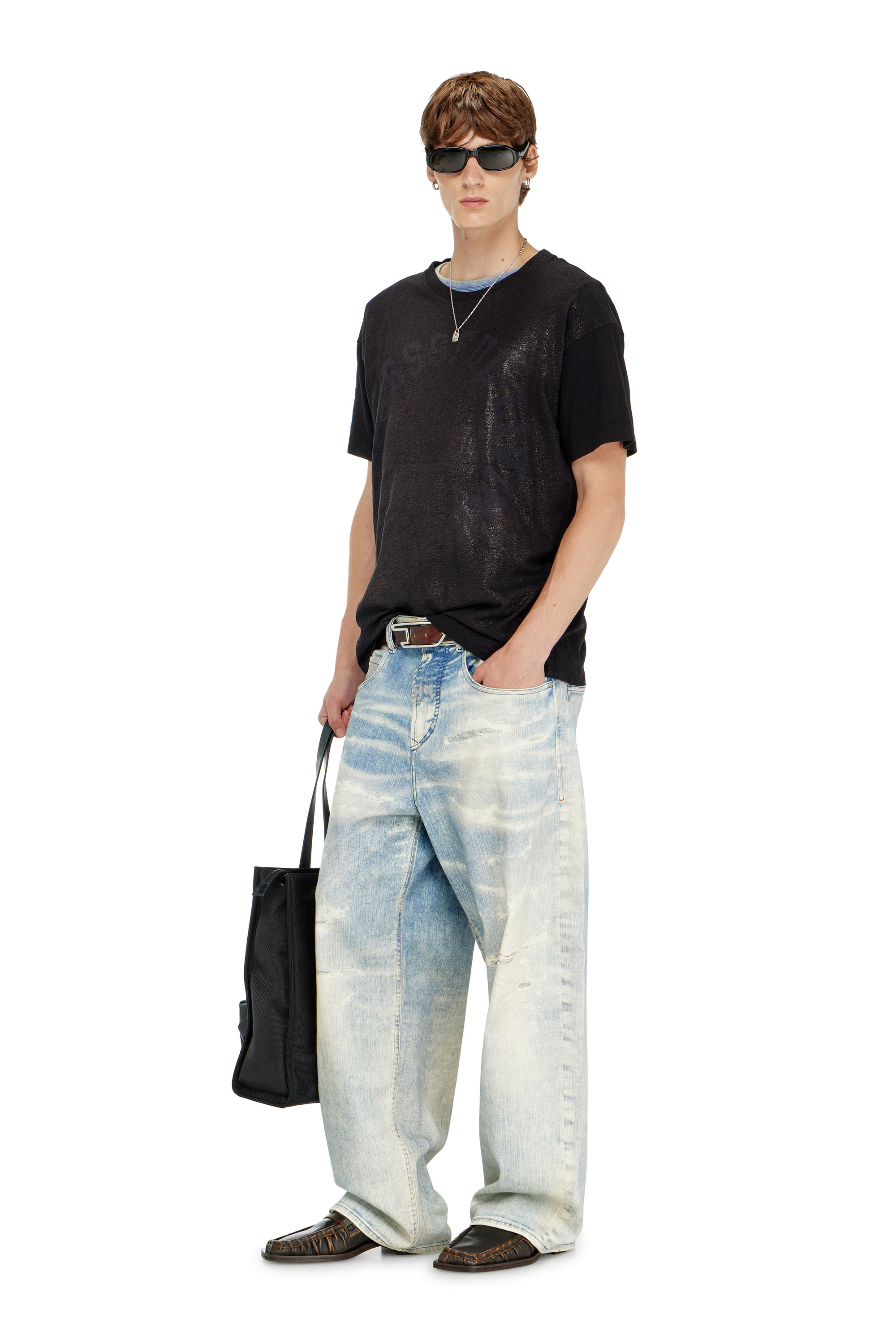 Diesel - T-NORM-AA2, Man's Cotton crew-neck T-shirt with foil print in Black - 1