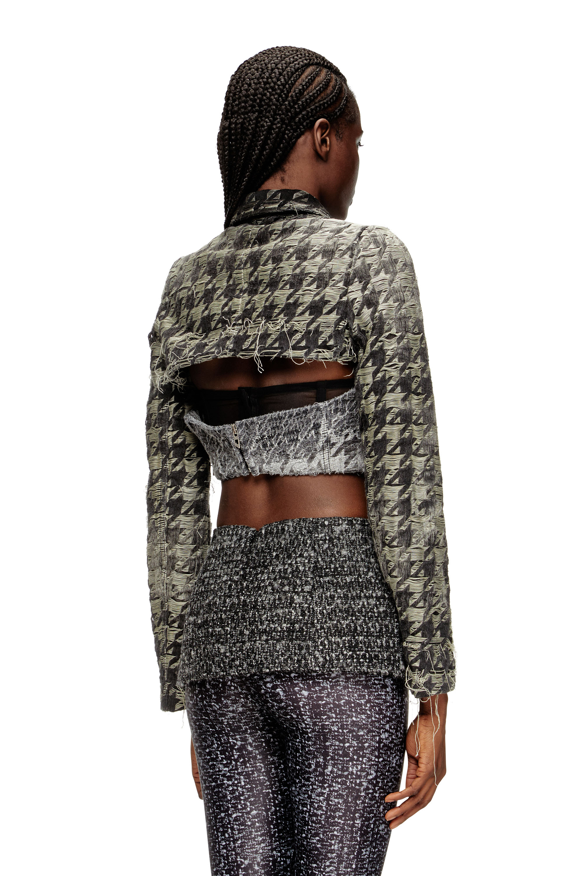 DE-ANSIS-FSH2, Black/White Diesel - DE-ANSIS-FSH2, Woman's Shrug in houndstooth-weave denim in Black/White - 4