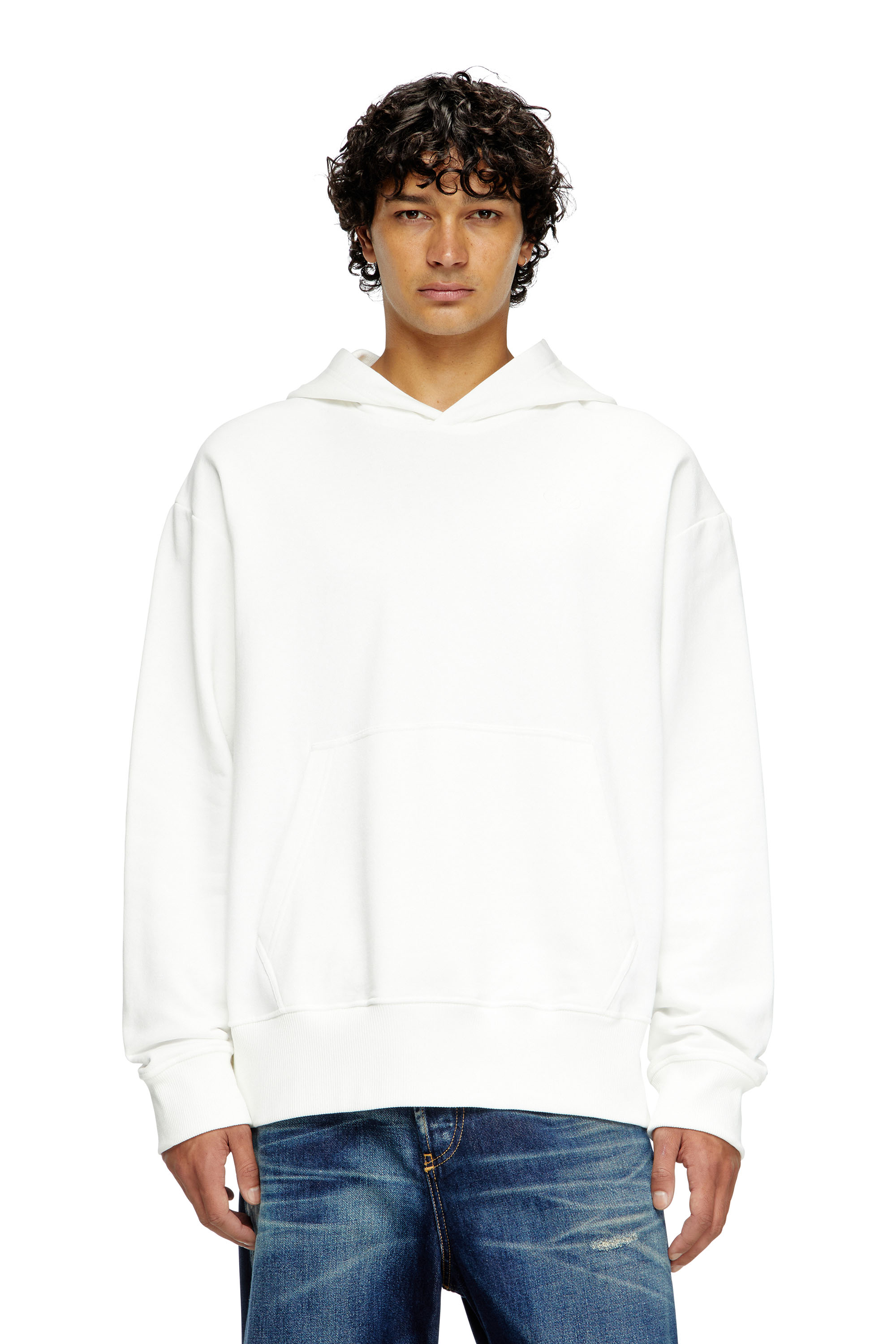 S-MACS-HOOD-MEGOVAL-D, White Diesel - S-MACS-HOOD-MEGOVAL-D, Man's Hoodie with logo embroidery in White - 3