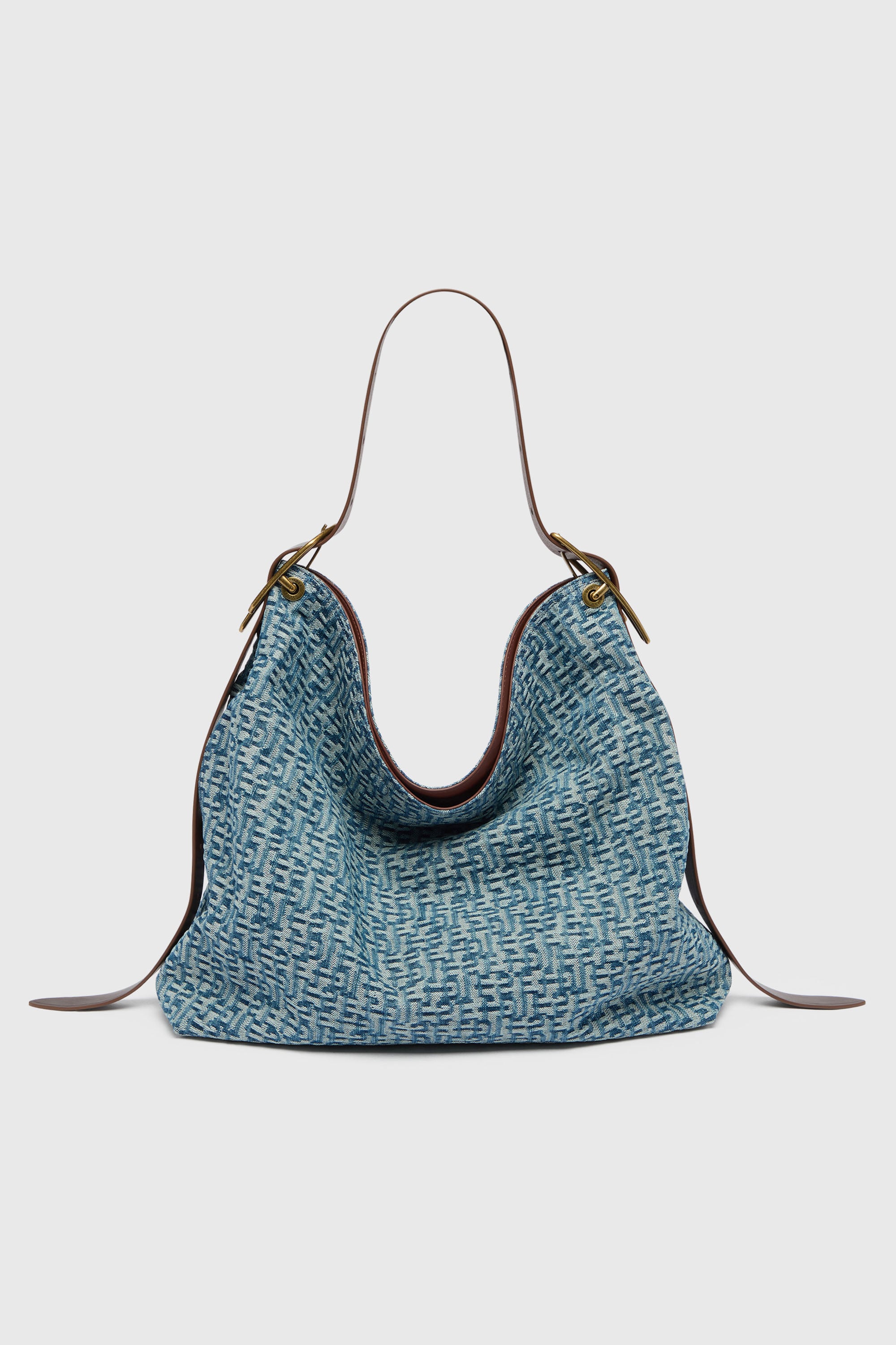 Diesel - D-LINE HOBO L, Woman's D-Line-Hobo bag in monogram denim in Blue - 1