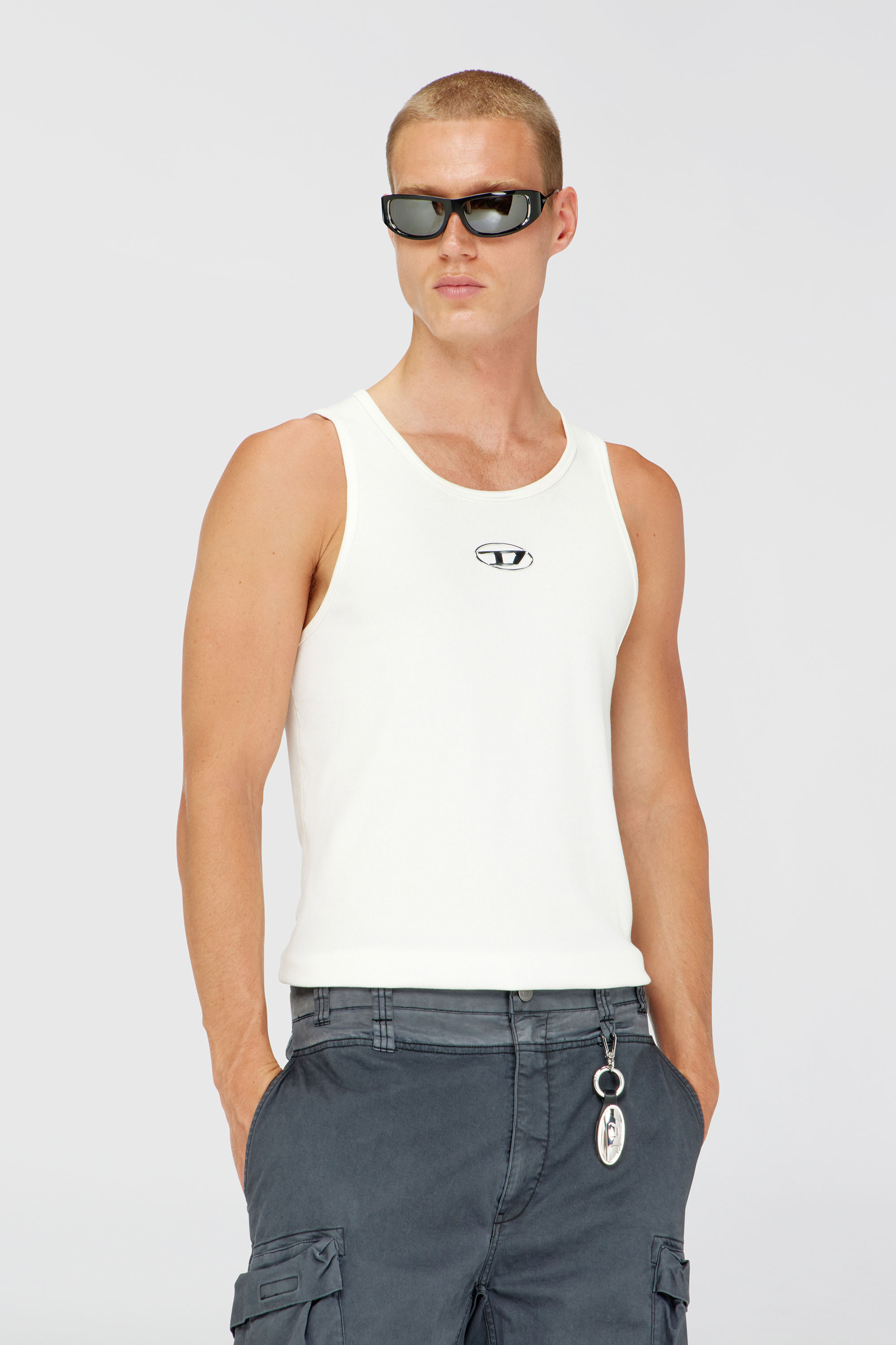 Diesel - T-LIFTY-IOD, Man's Cotton tank top with logo in White - 1