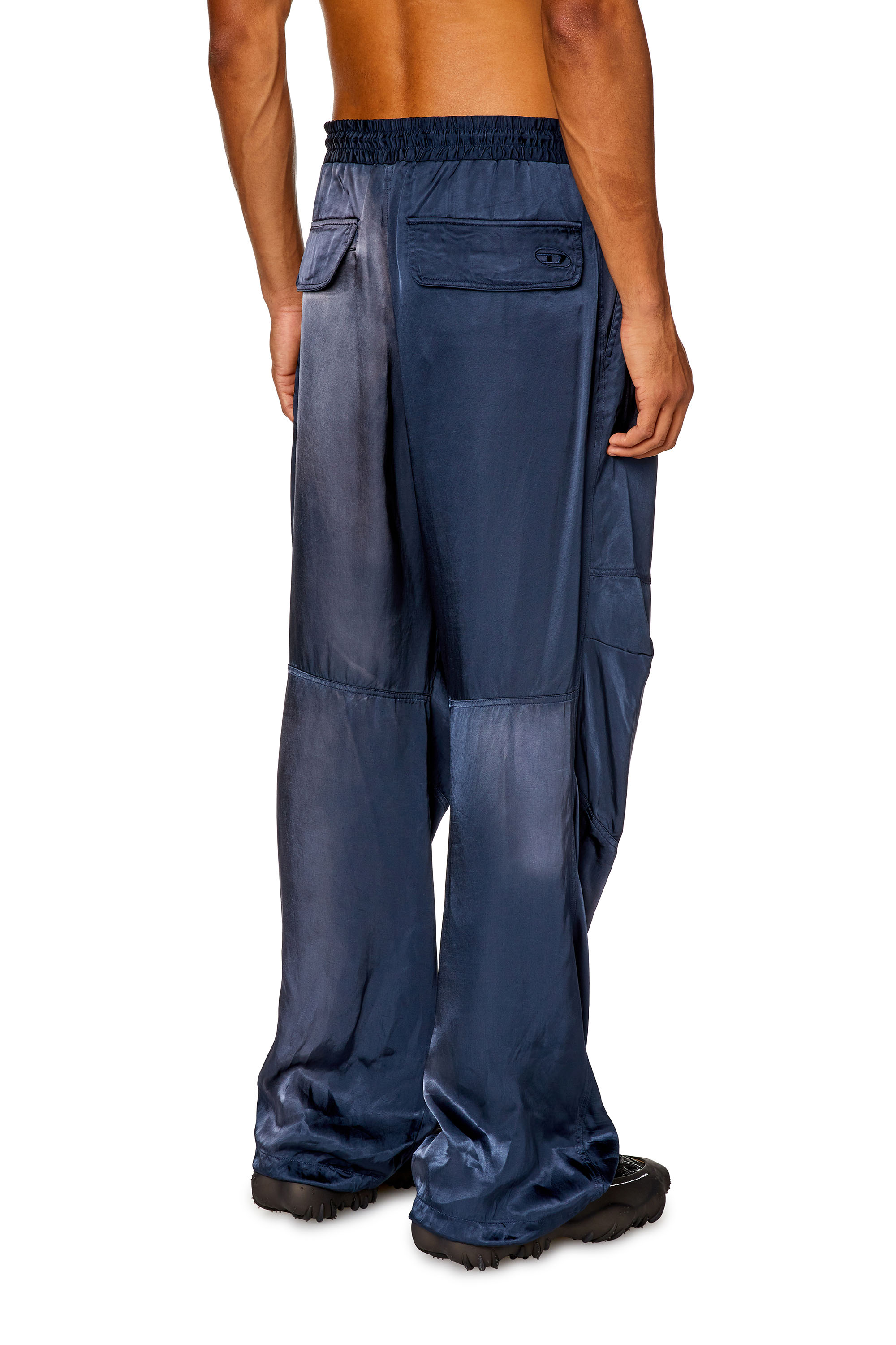 Diesel - P-MARTY, Man Oversized satin cargo pants in Blue - Image 3