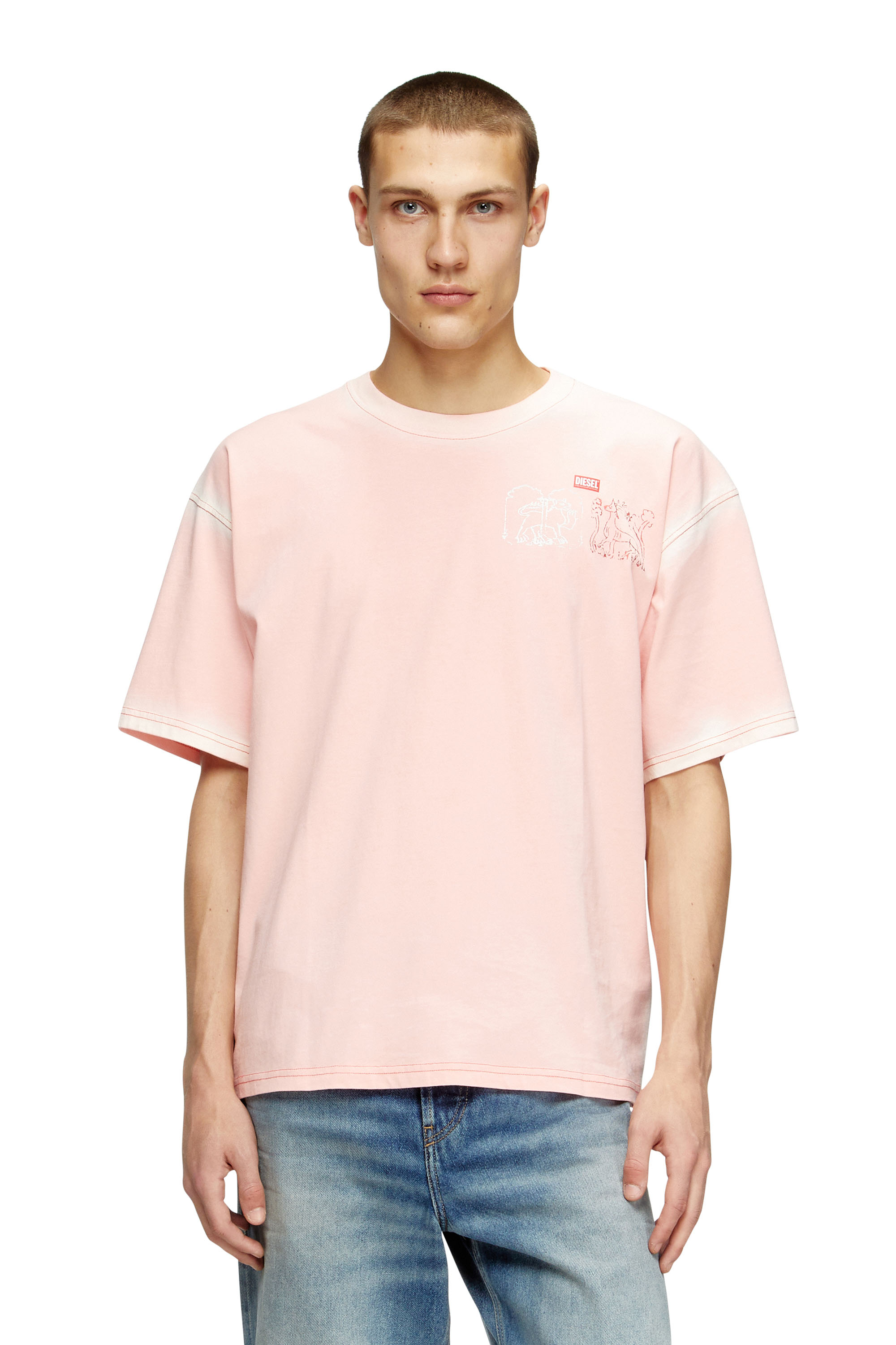 Diesel - T-BOXT-T10, Man's T-shirt with sword print in Pink - 3