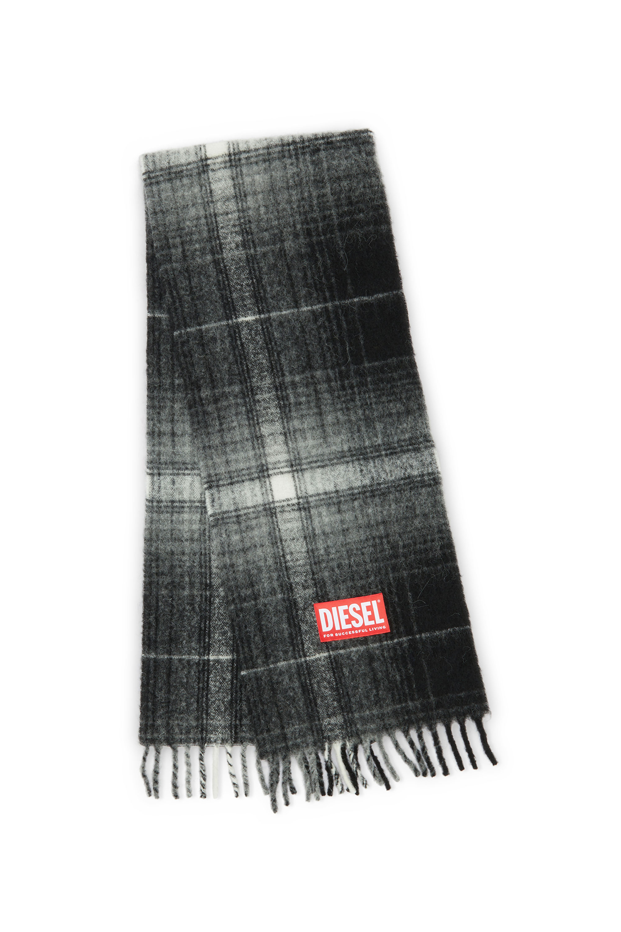 Diesel - S-BESTRO, Man Checked scarf in wool and alpaca in Black - Image 3
