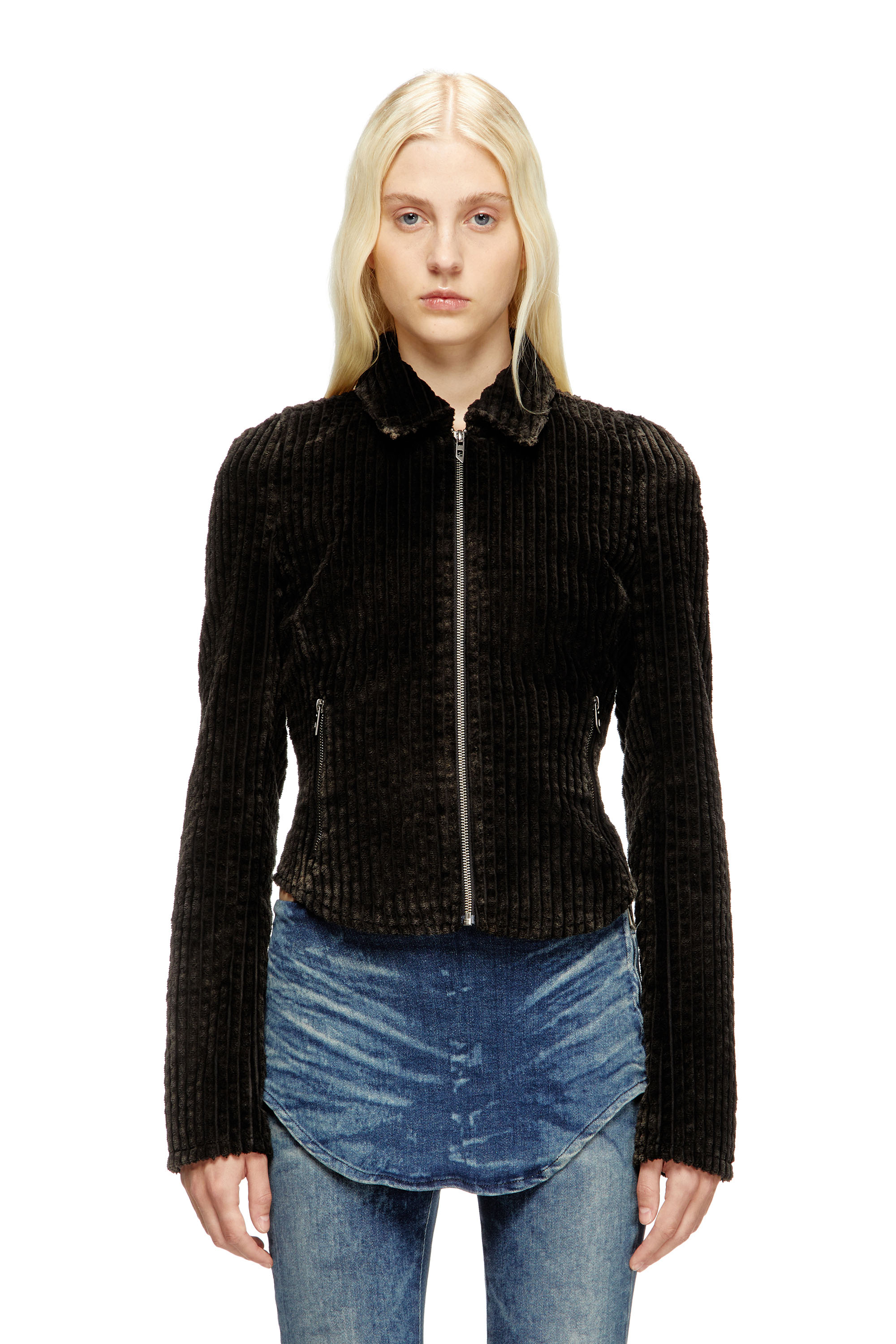 Diesel - G-ENEA, Woman's Shirt-jacket in cotton corduroy in Brown - 3