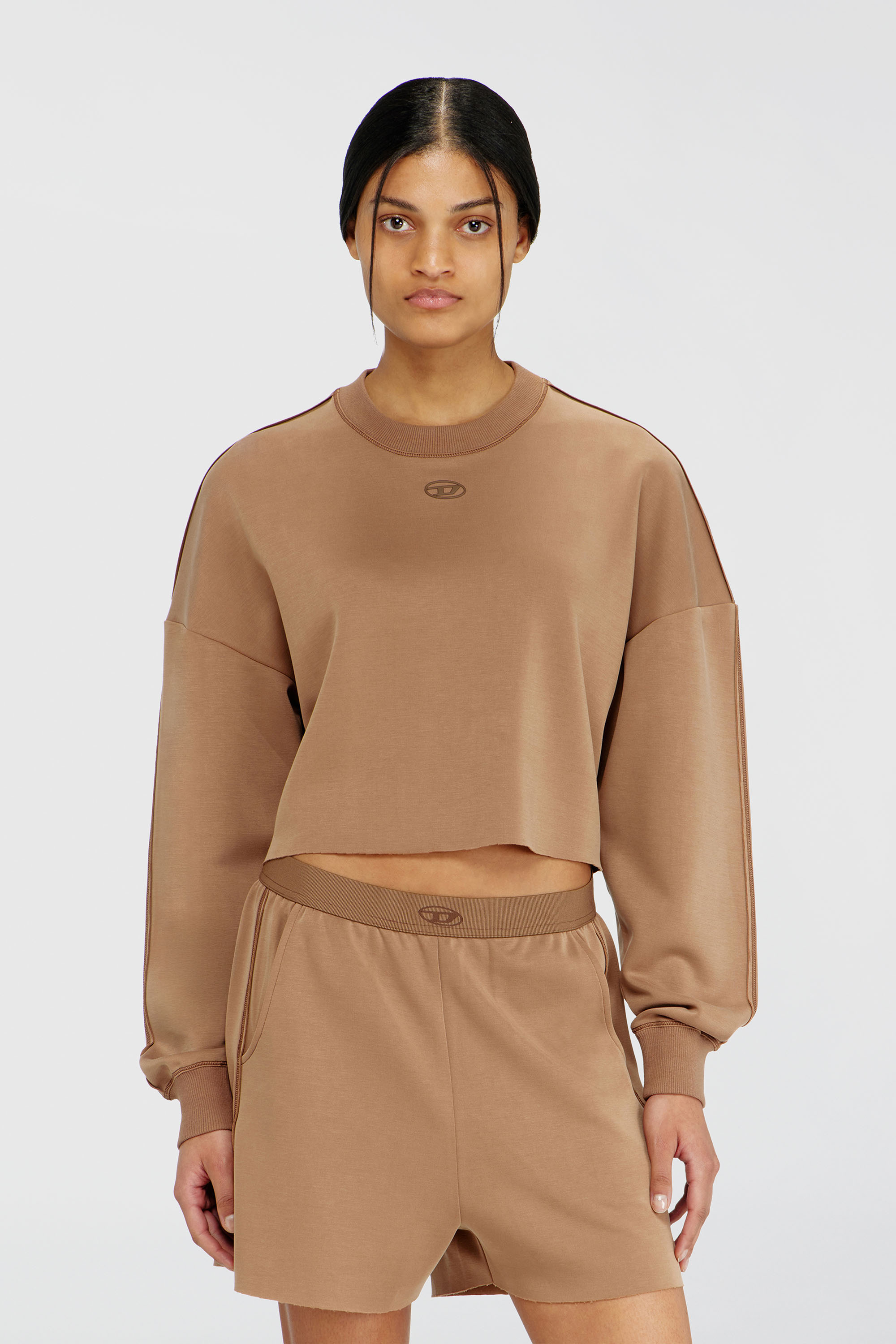 Diesel - BLAKE-UTLT, Woman's Crop top in light stretch scuba in Brown - 1