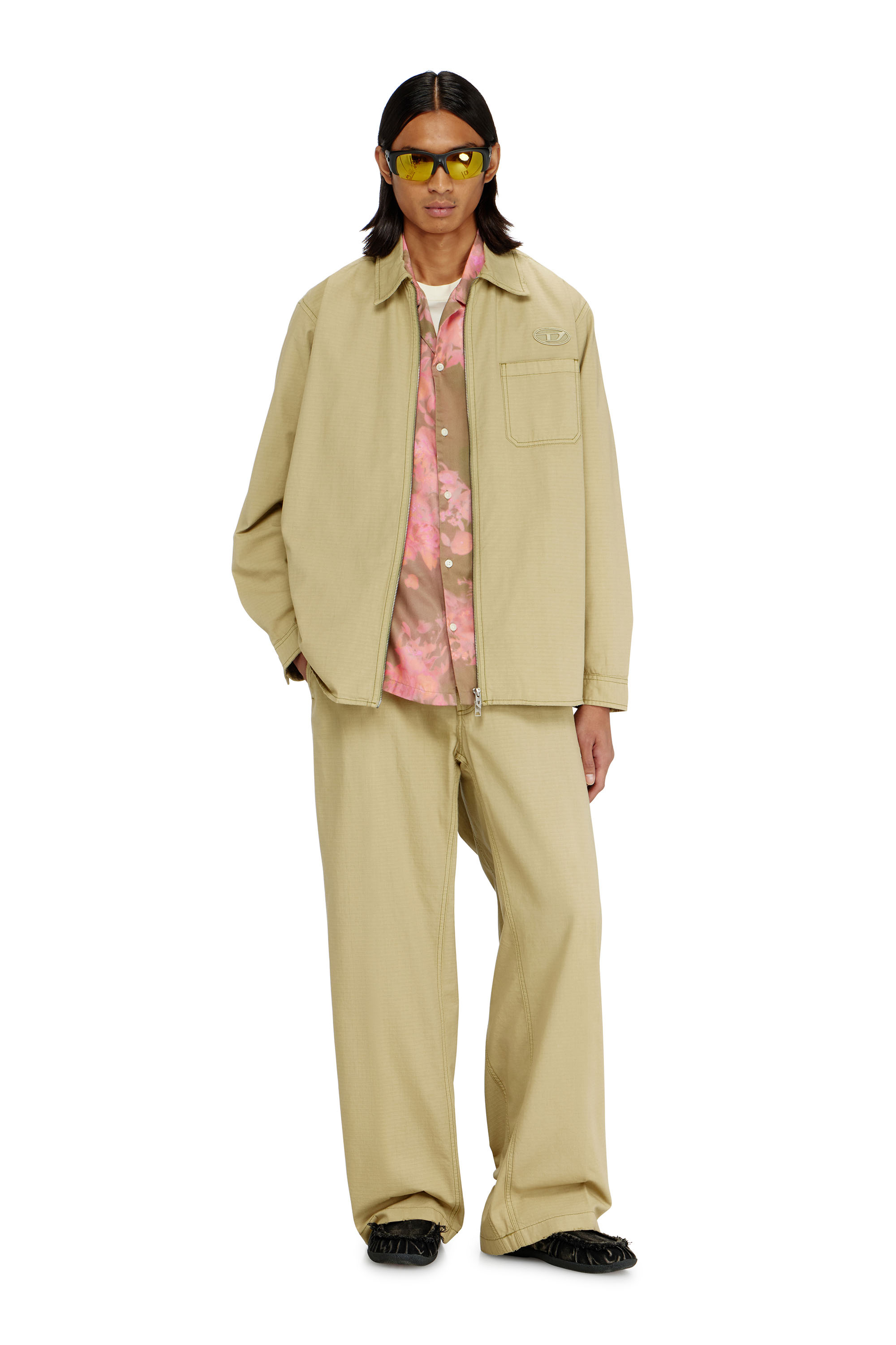 Diesel - S-ALIAS-ZIP, Man's Ripstop shirt with zip closure in null - 1