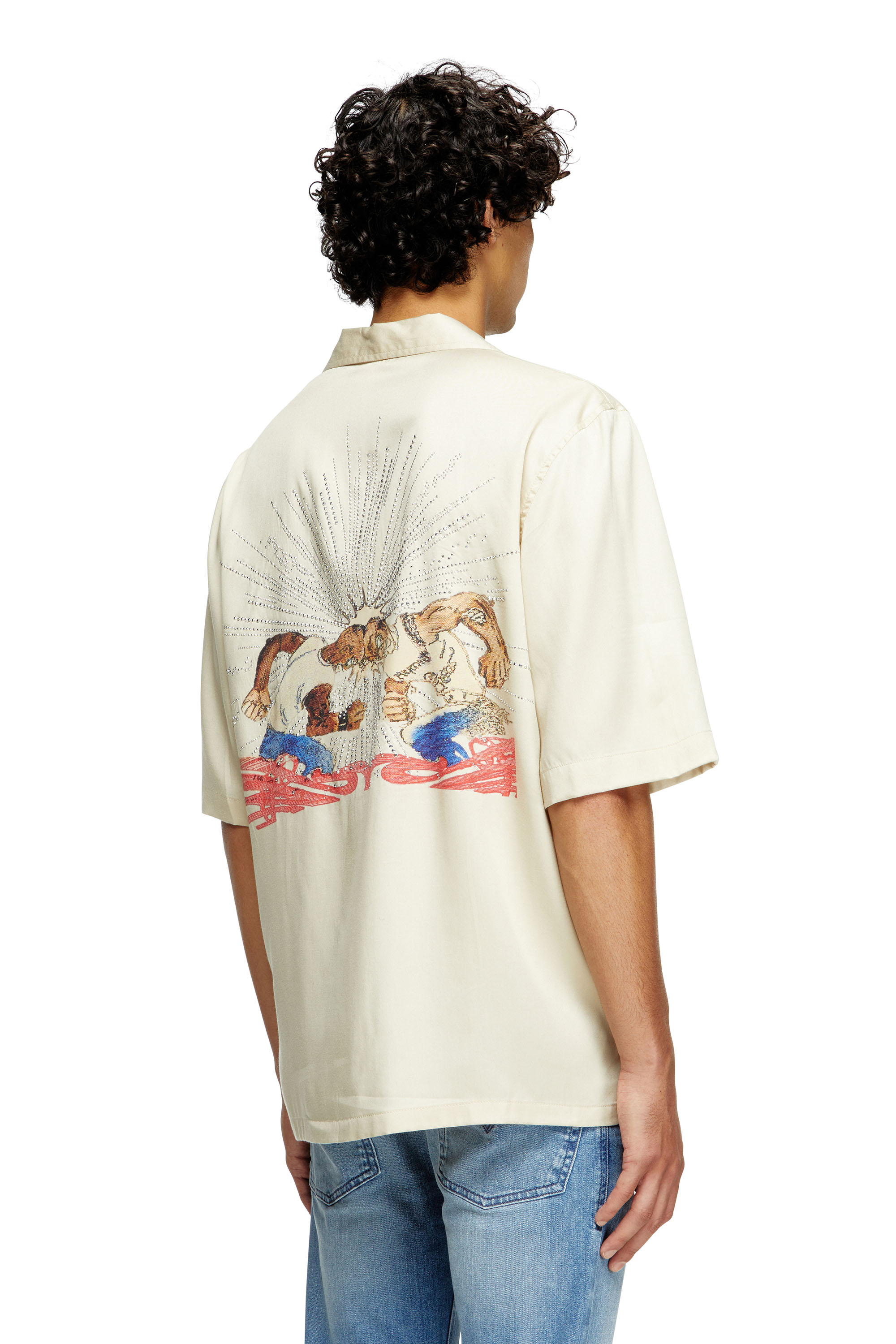 Diesel - S-BRACK-B-EPBR, Man's TENCEL™ shirt with rhinestone graphic in null - 4