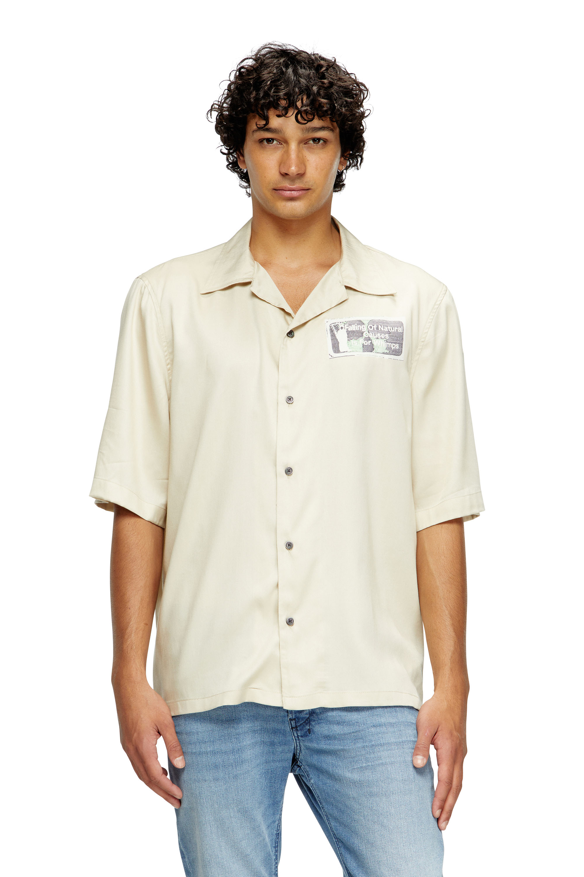 Diesel - S-BRACK-B-EPBR, Man's TENCEL™ shirt with rhinestone graphic in null - 1