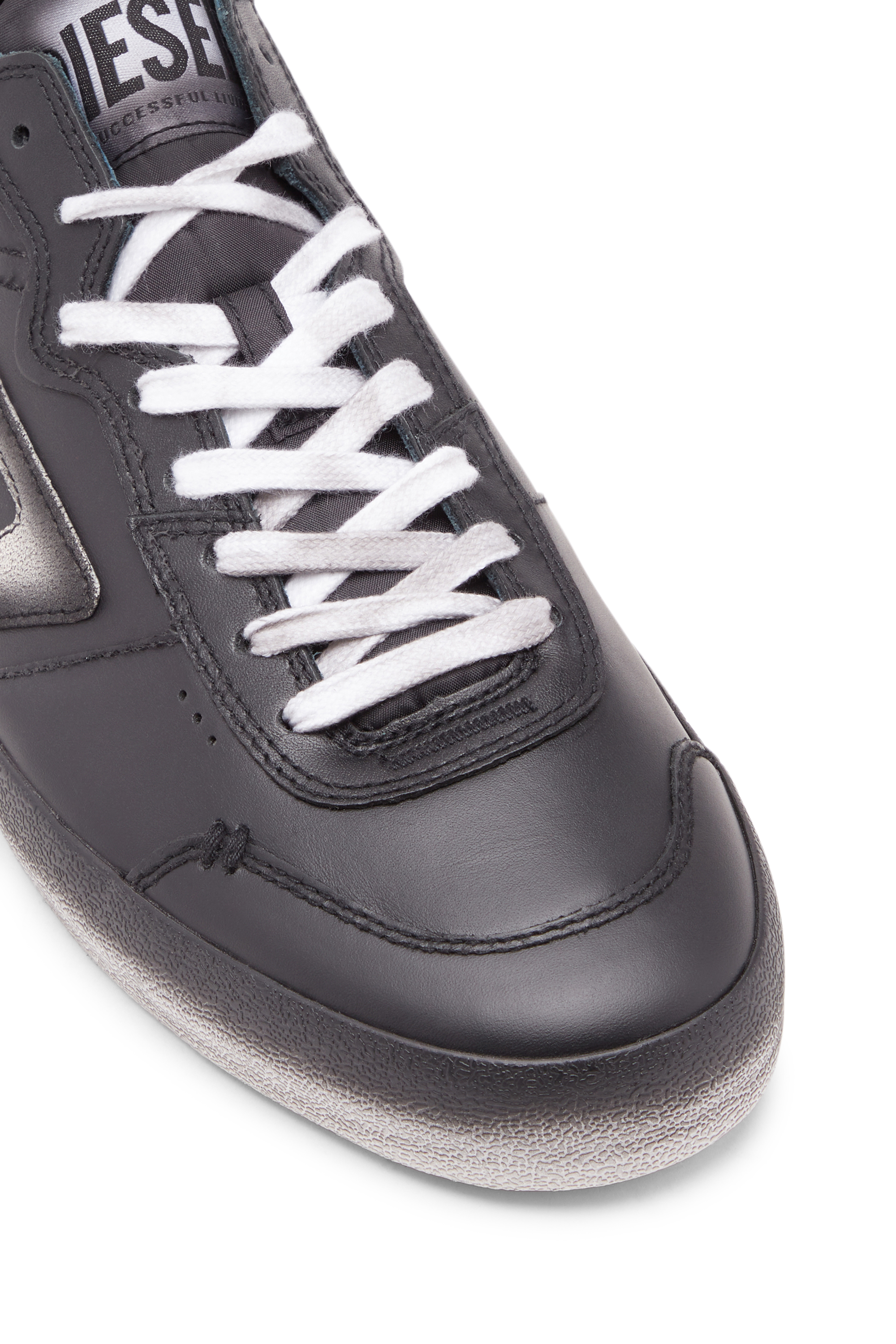 Diesel - S-LEROJI LOW, Man S-Leroji Low-Leather sneakers with bleeding effect in Black - Image 6