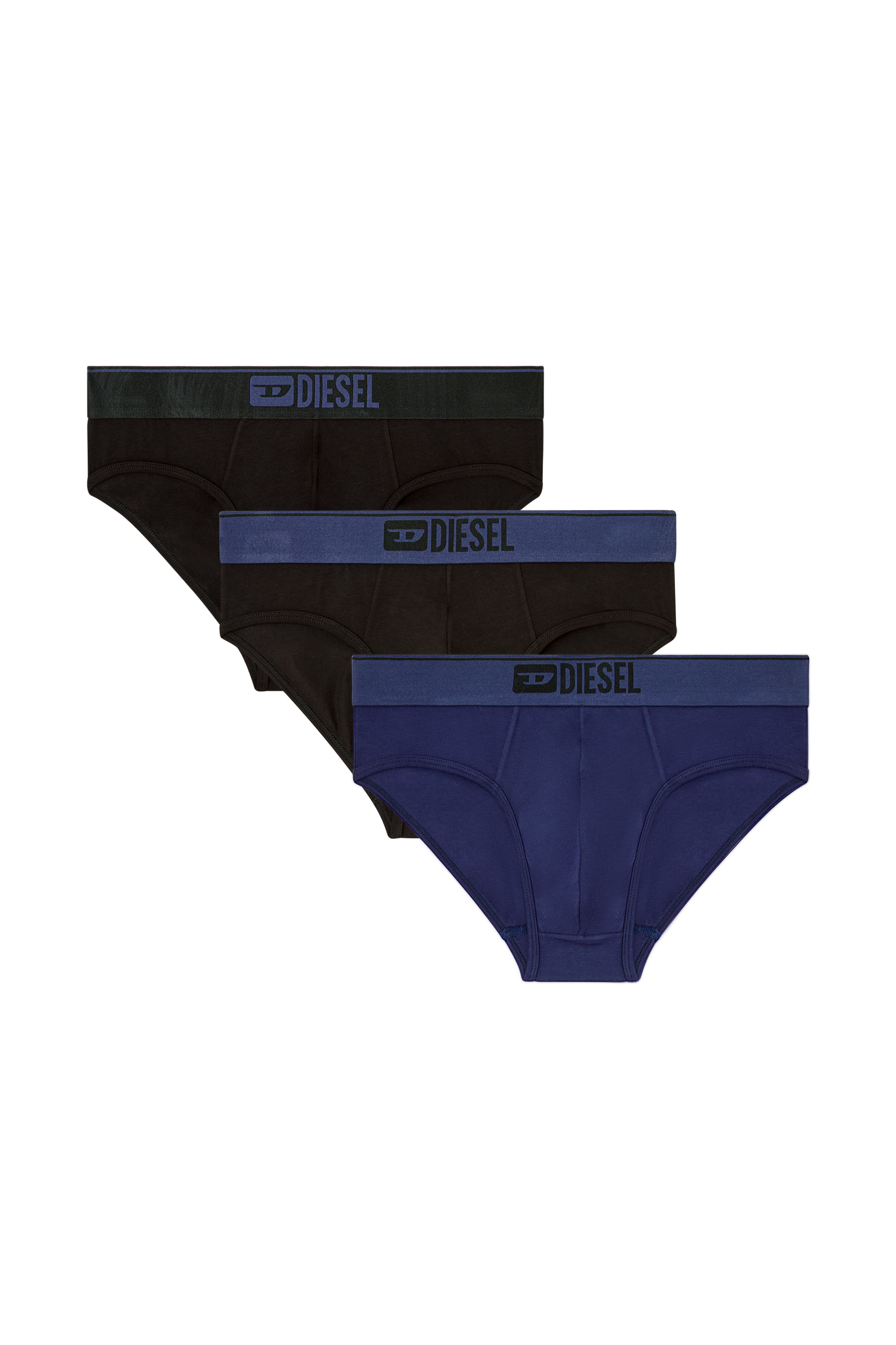 Diesel - UMBR-ANDRETHREEPACK, Man's Three-pack of plain logo briefs in Blue/Black - 2