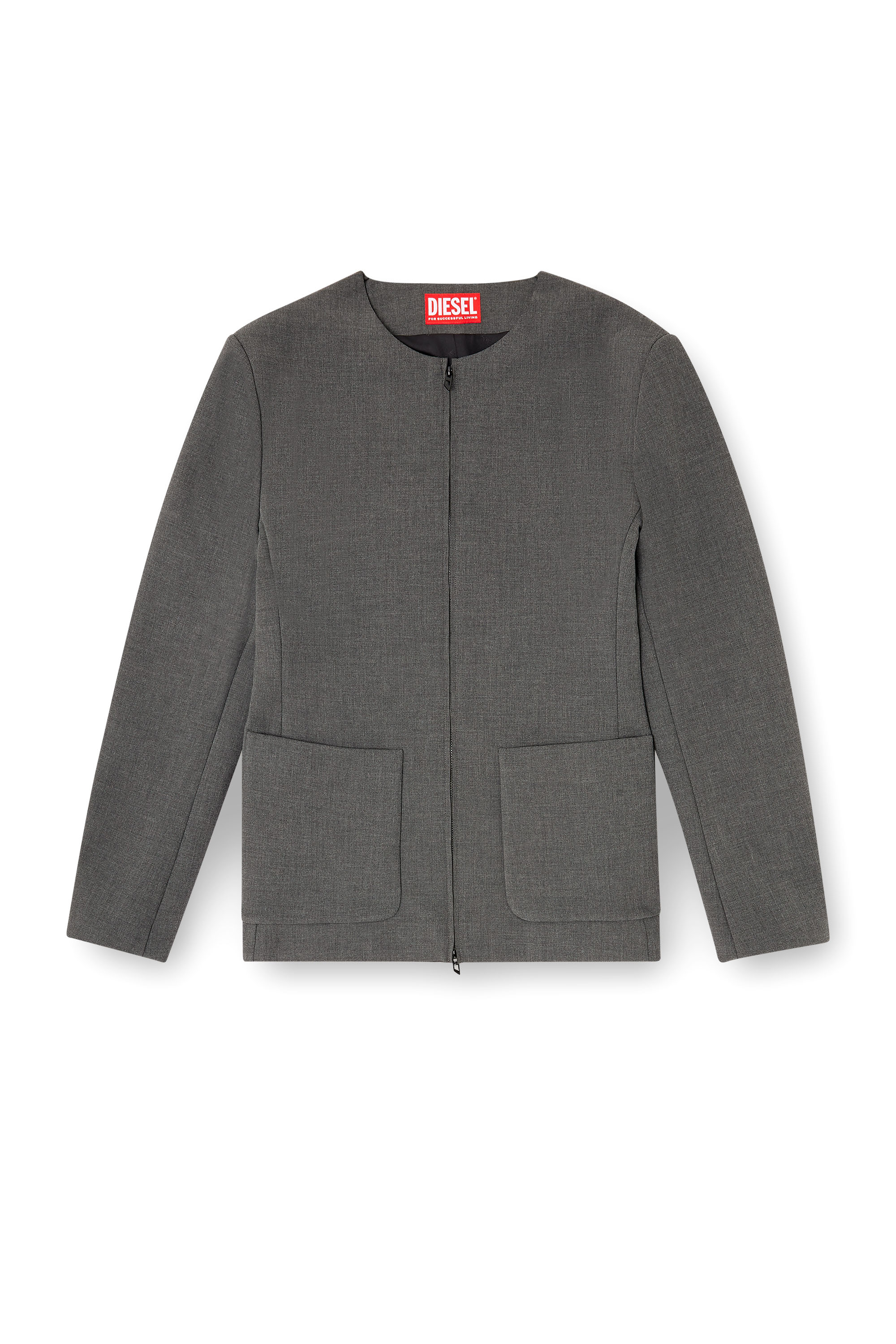 J-CESAR-NEO, Grey Diesel - J-CESAR-NEO, Man's Collarless jacket in neoprene-bonded fabric in Grey - 2