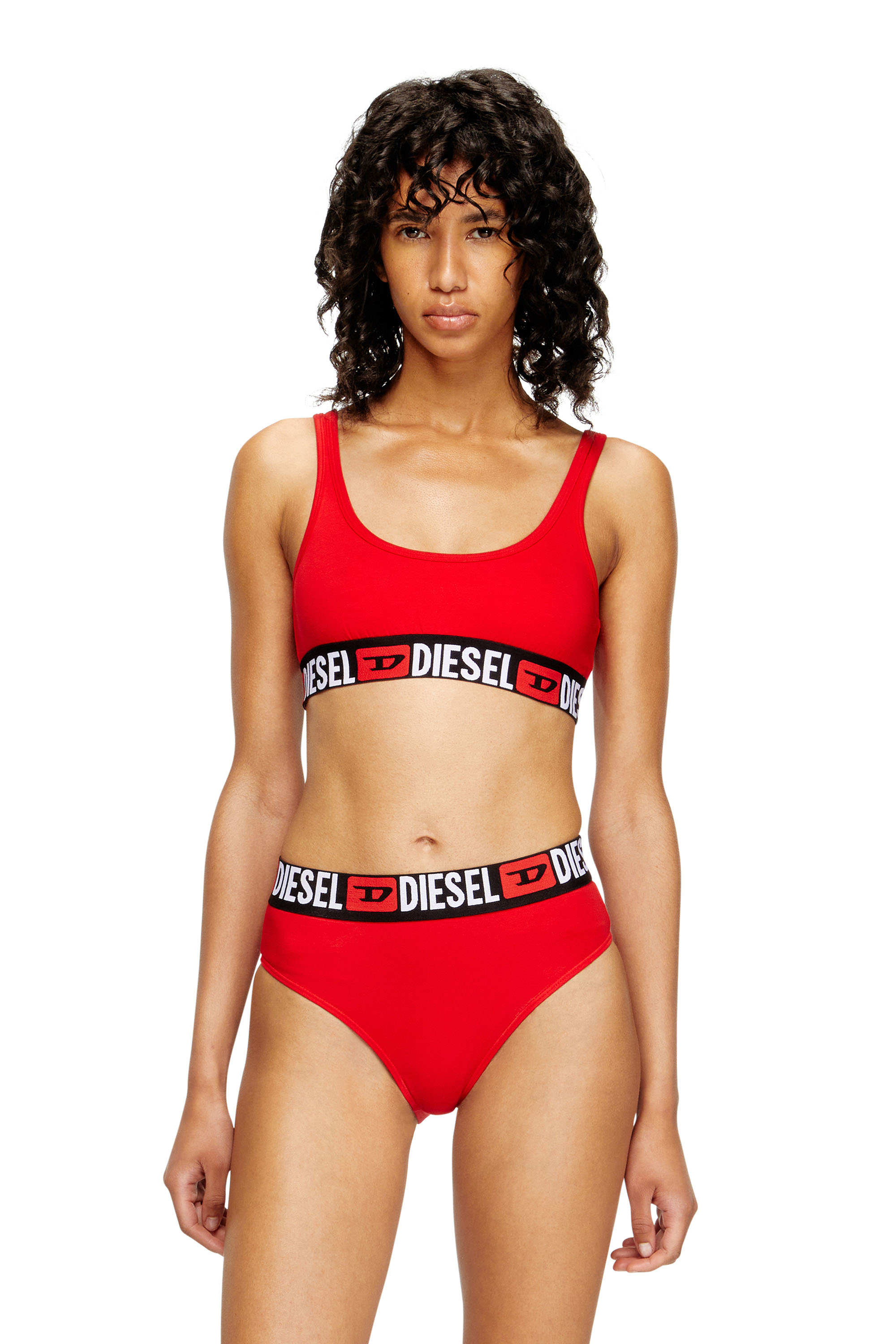 Diesel - UFSB-ORIBA, Woman's Bralette with logo band in Red - 1