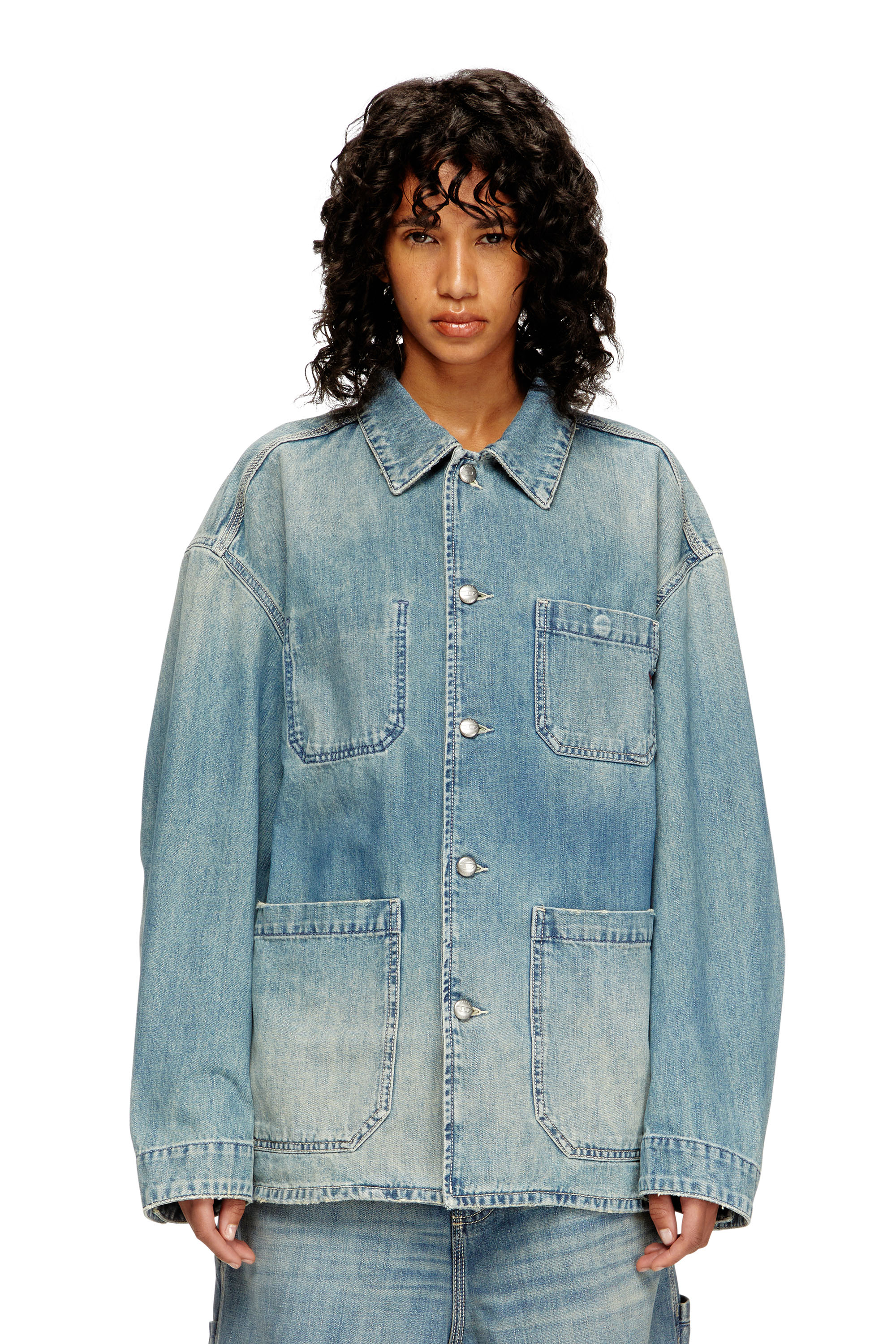 Diesel - D-STACK-U, Unisex's Utility-style denim jacket in Medium blue - 1