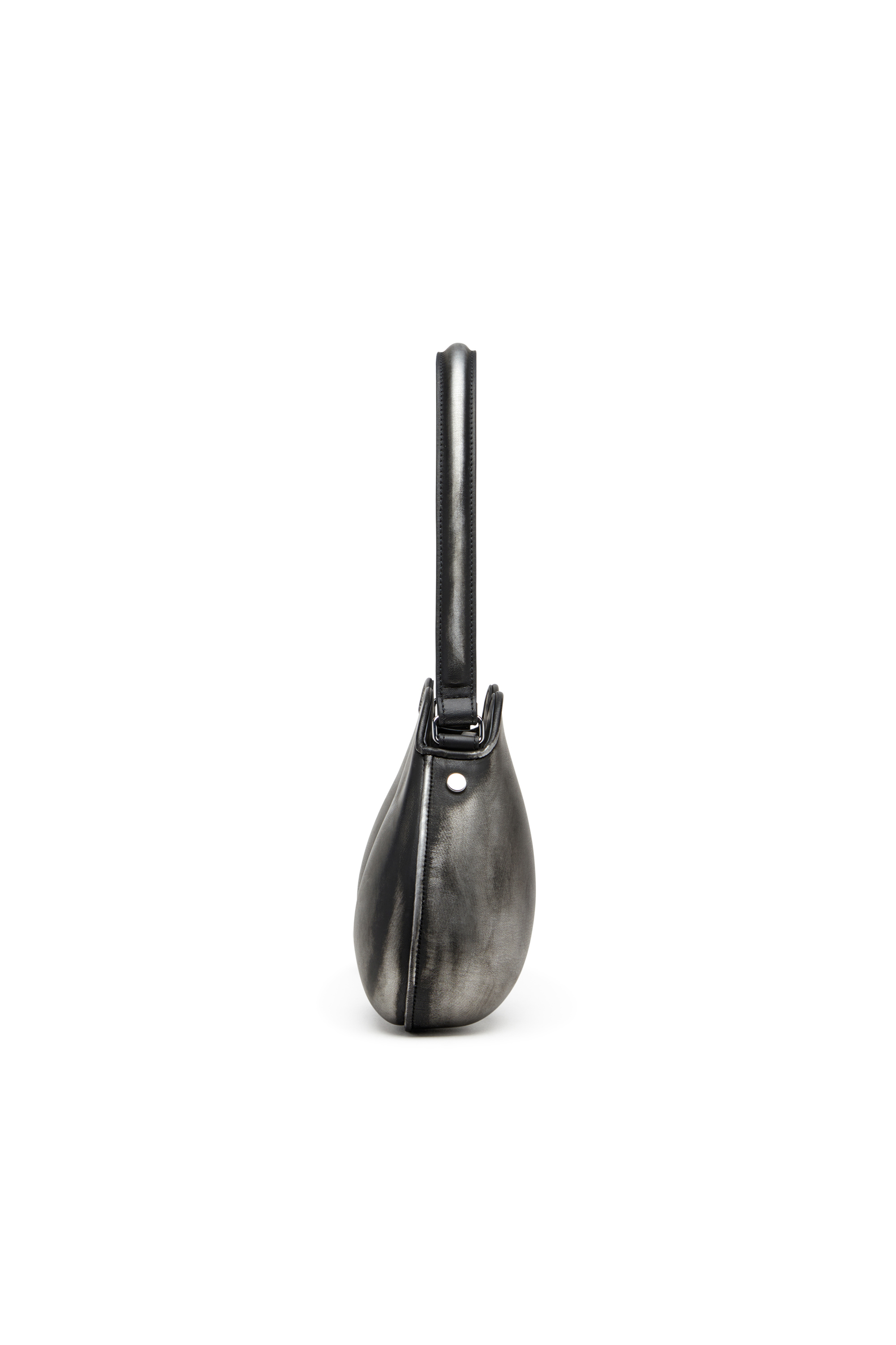 Diesel - DOUBLE-D SHOULDER, Woman's Double-D-Rigid shoulder bag in brushed PU in Black/Silver - 4