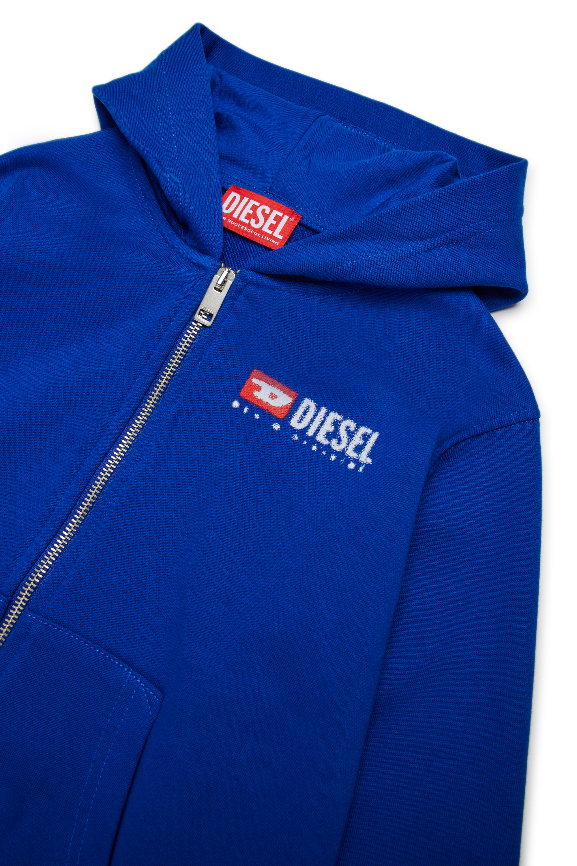 Diesel - SDROPSHOODZ OVER, Man's Cotton zip-up hoodie in Blue - 3