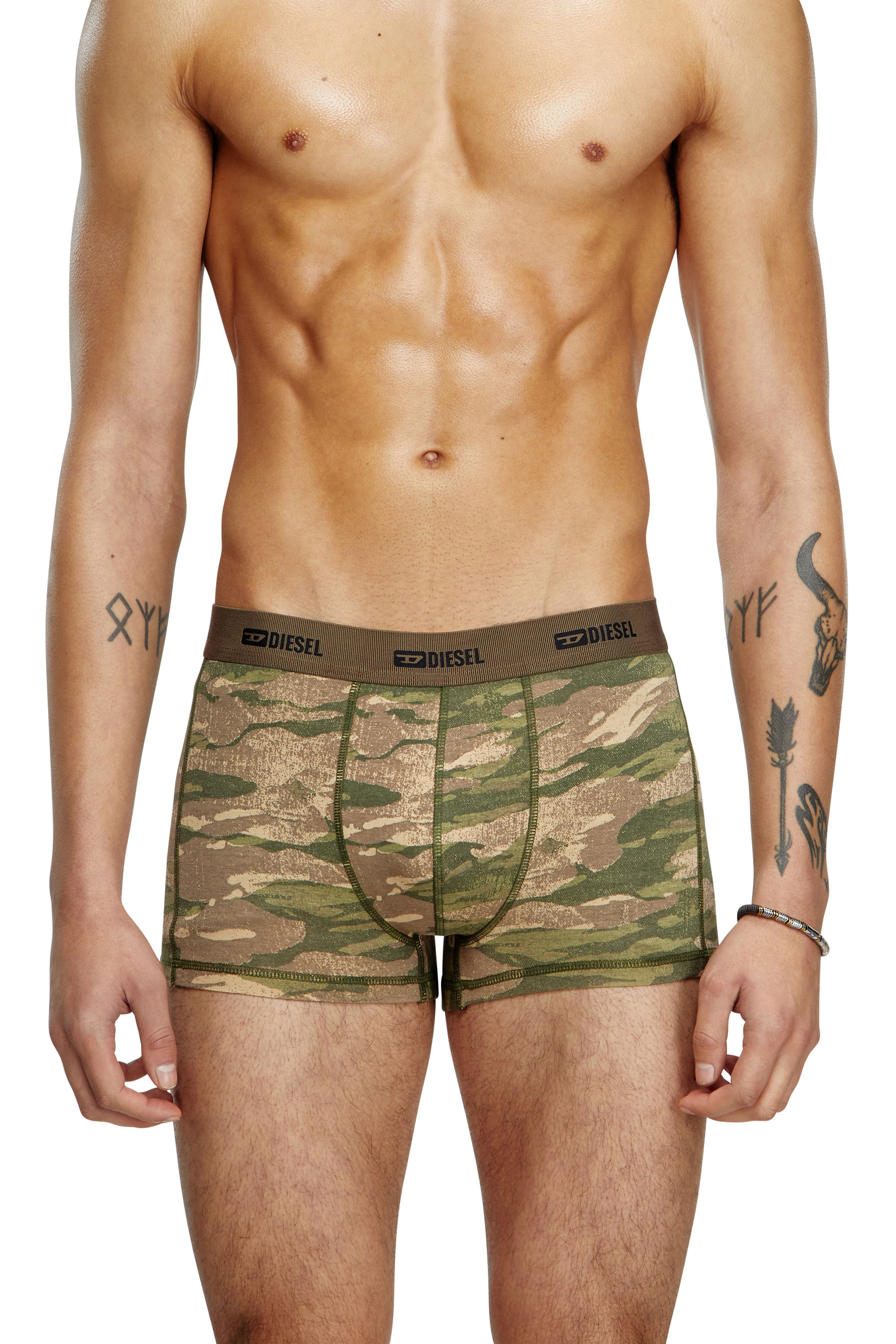 Diesel - DAMIEN-UTLT-3PACK, Man's 3-pack of boxer briefs plain and camo in Brown/Green - 3