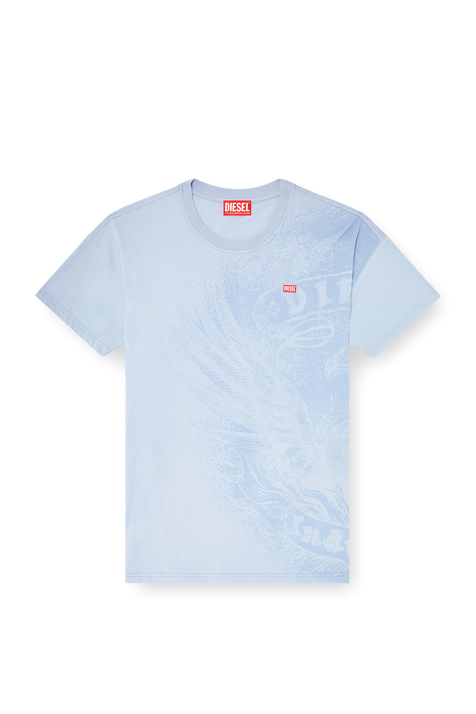 Diesel - T-BOXT-AA3, Man's Relaxed T-shirt with pigment prints in Light Blue - 3