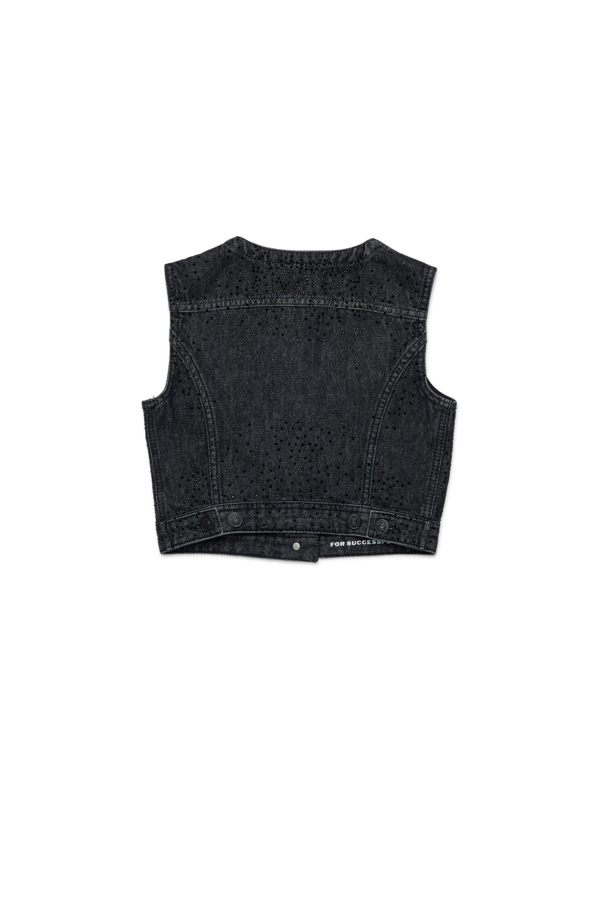 Diesel - JSLIMMY-SM-J, Woman's Denim vest with buttons in Black/Dark grey - 2