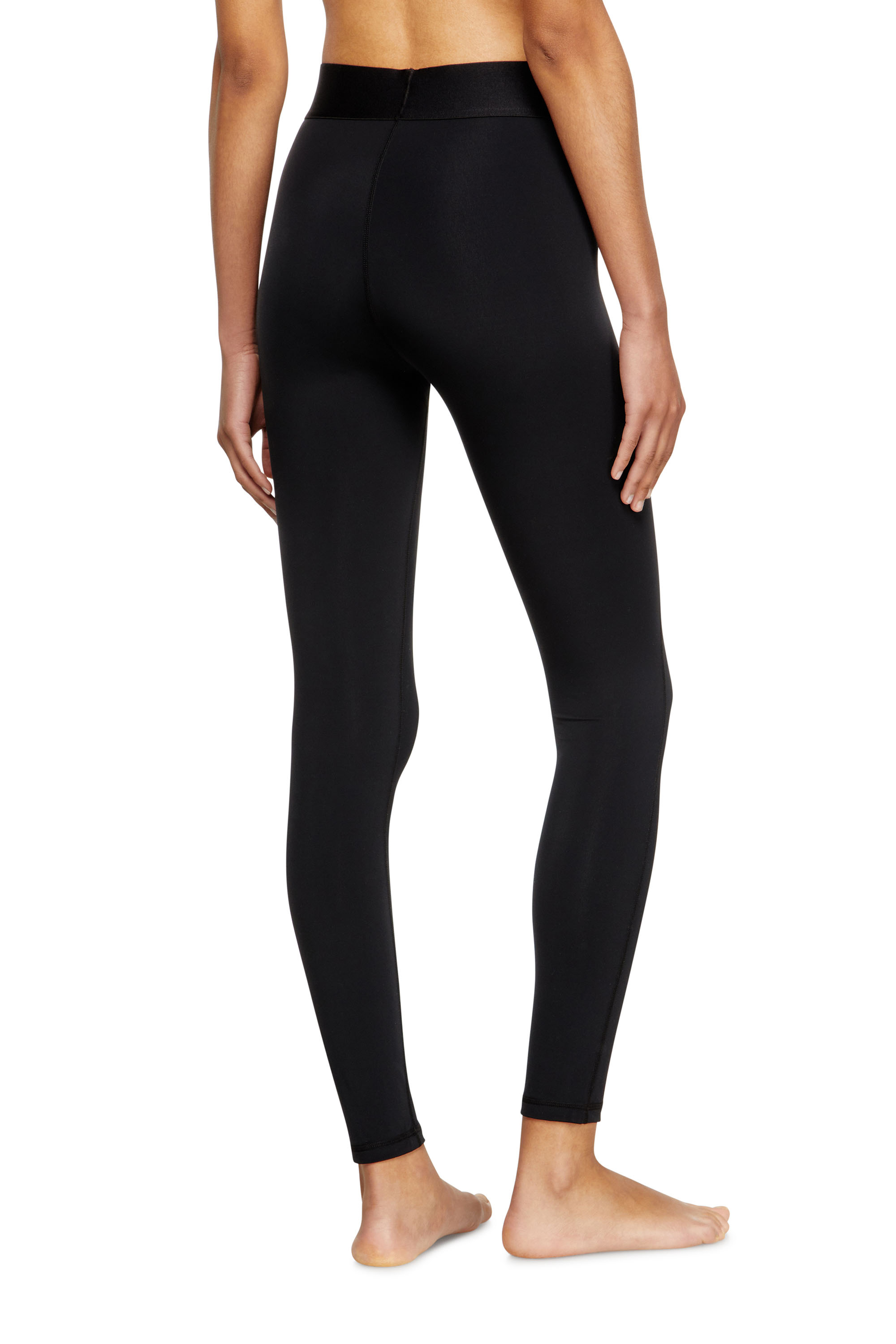 Diesel - ADELINE-D-POP, Woman's Microfibre leggings with cut-off logo in Black - 3
