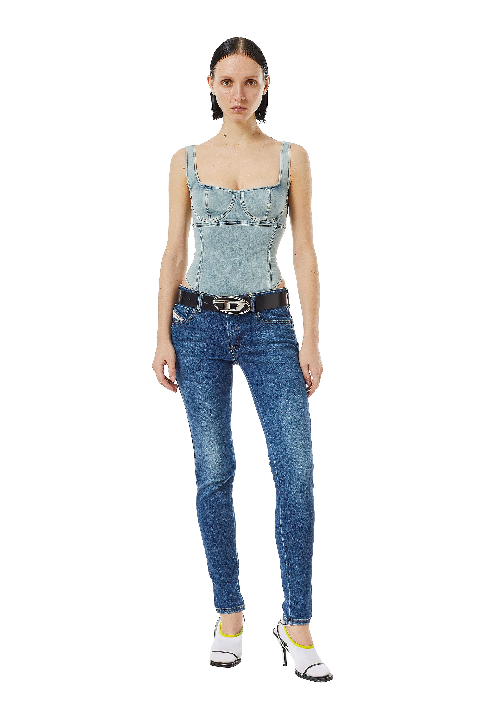 Diesel - 2018 SLANDY-LOW 09C21 Super skinny Jeans, Medium blue - Image 5