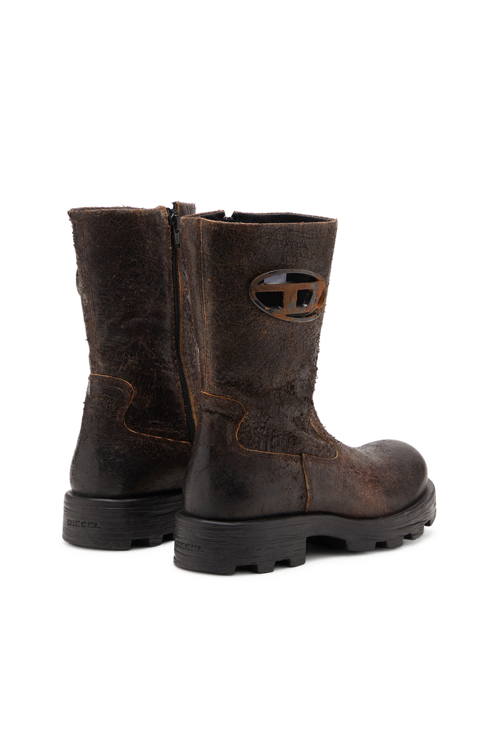 Diesel - D-HAMMER BKR D W, Woman's D-Hammer-Biker boots in distressed crackled suede in null - 3