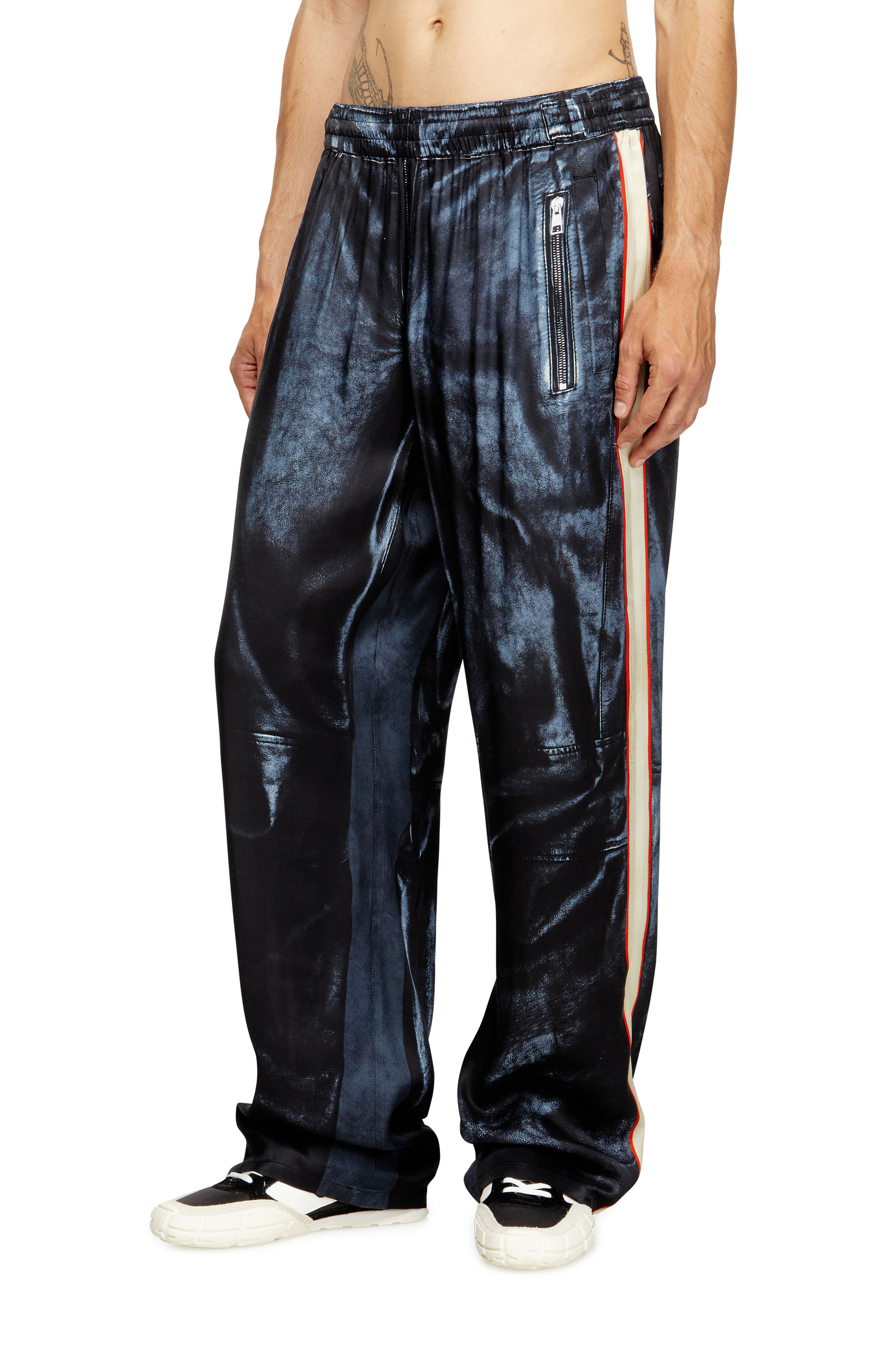 Diesel - P-THECKS-NMAN, Man's Viscose trousers with biker print in null - 1
