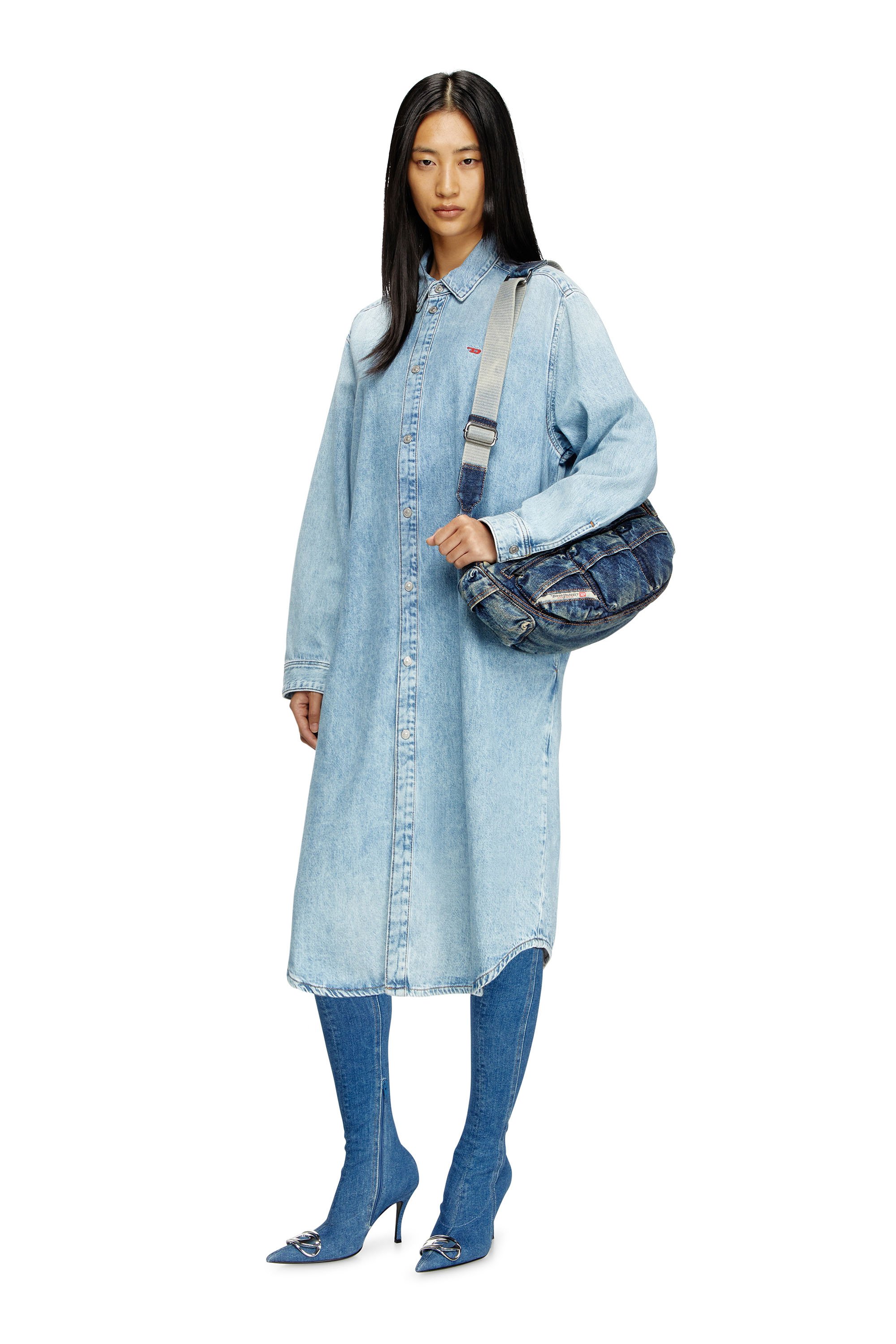 Diesel - DE-DALIS, Woman's Shirt dress in denim in Light Blue - 2