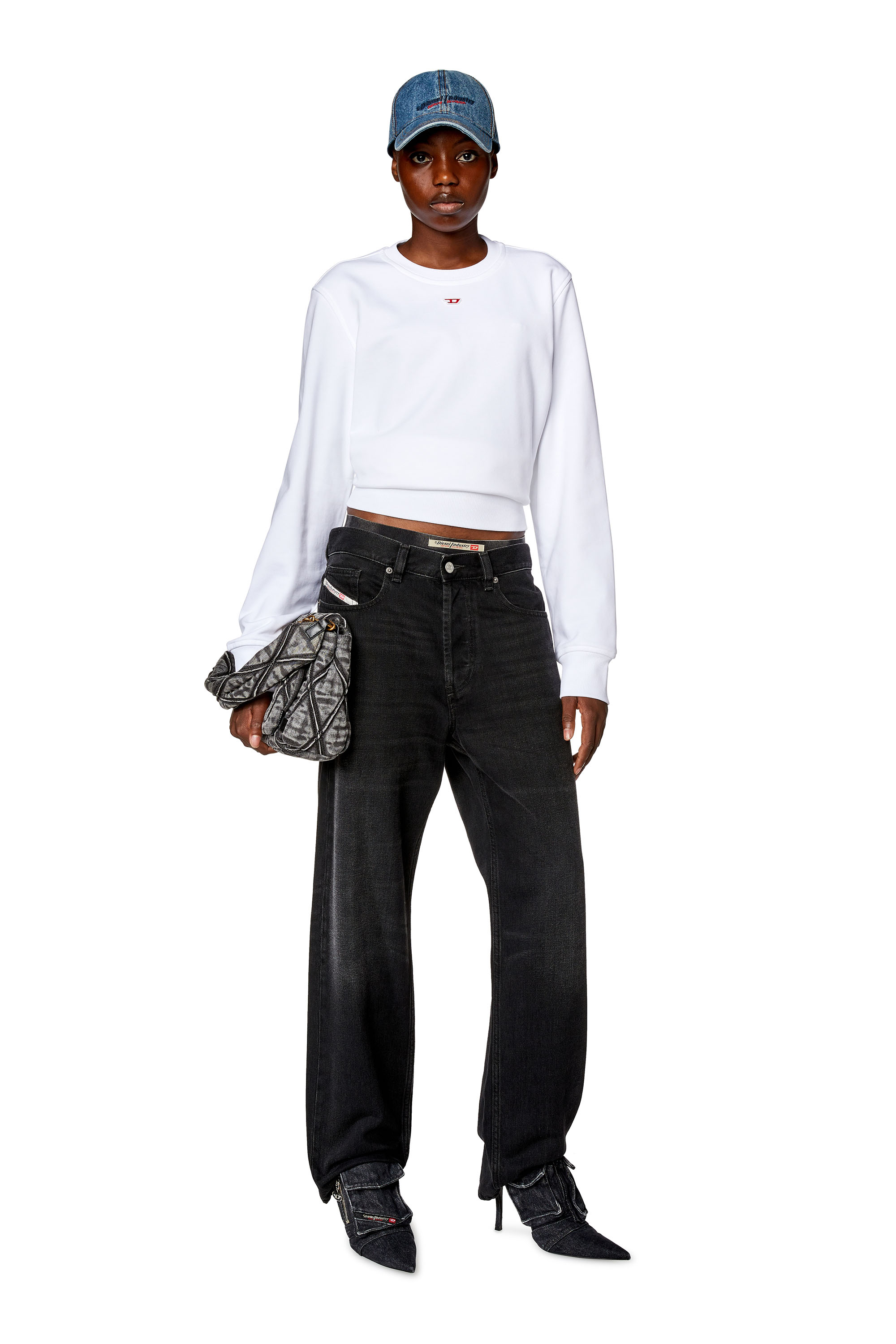 Diesel - S-GINN-D, Woman's Sweatshirt with D logo in White - 1