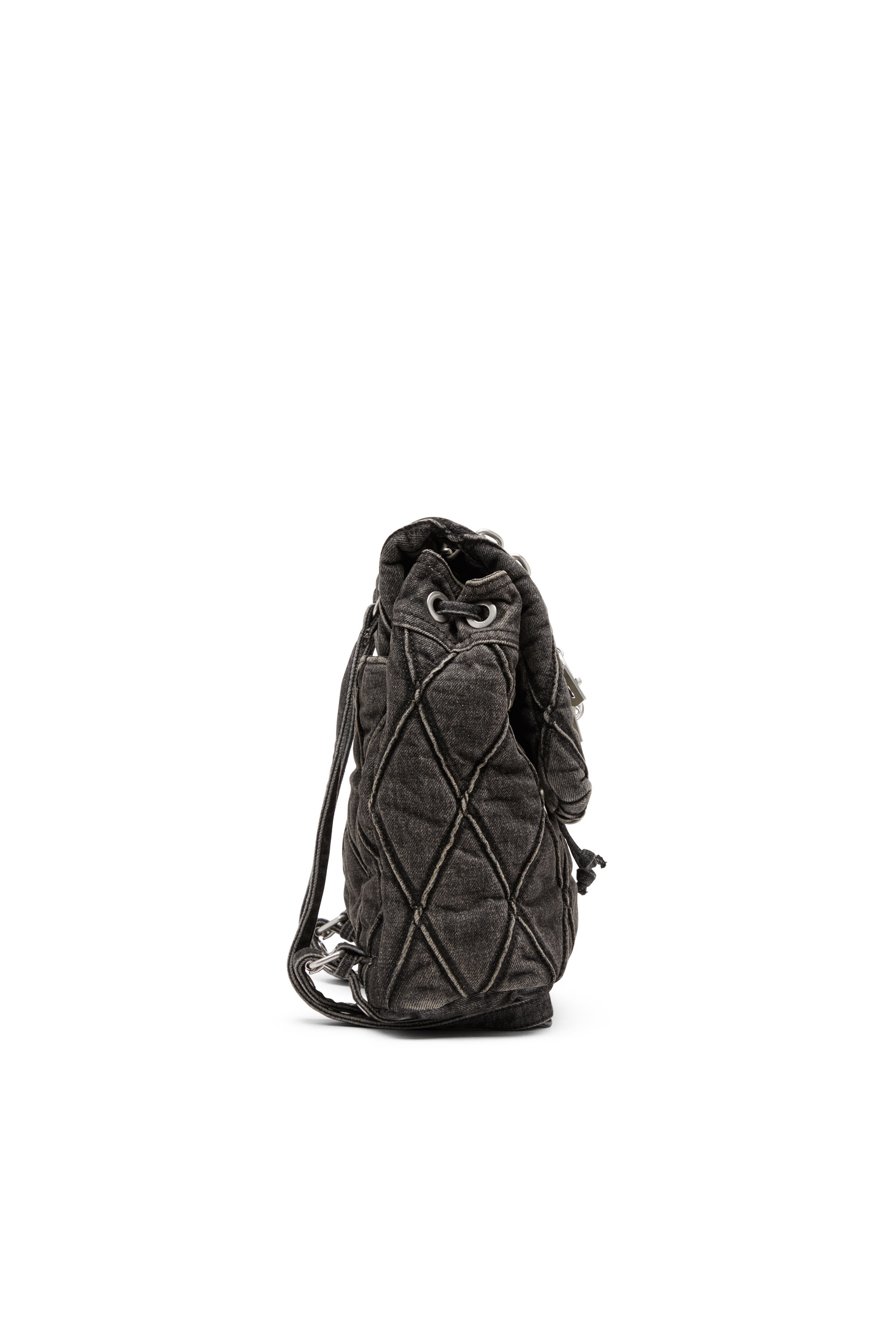 Diesel - CHARM-D BACKPACK S, Woman's Charm-D S-Backpack in Argyle quilted denim in Black - 5