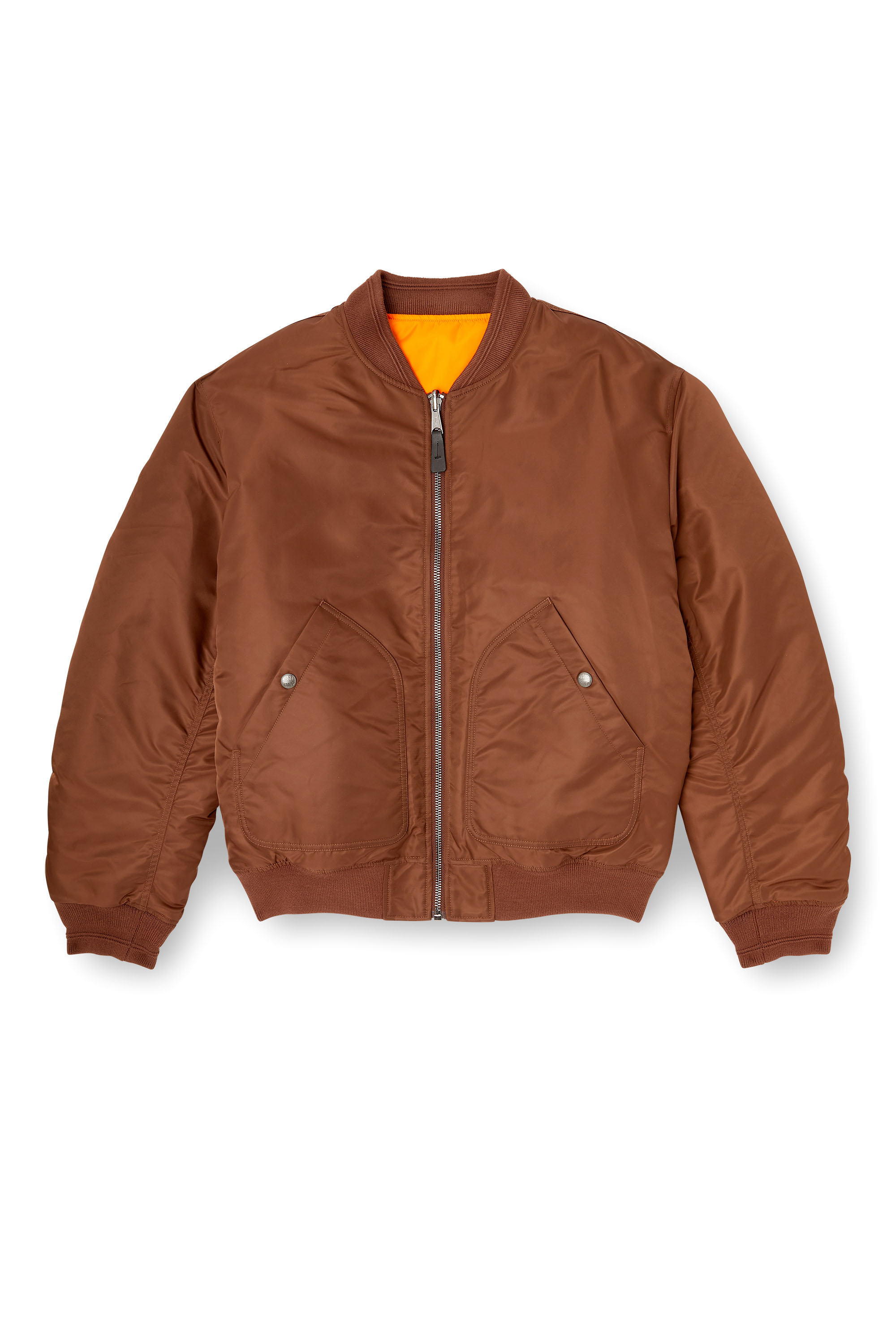 Diesel - J-HELD, Man's Bomber in padded nylon with Oval D in Brown - 3