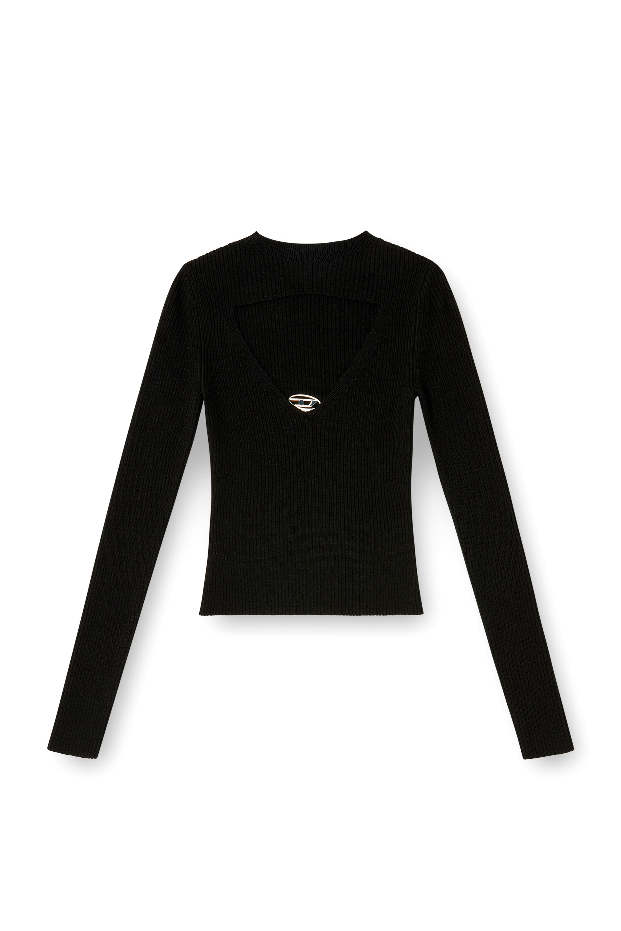 M-OLINA, Black Diesel - M-OLINA, Woman's Ribbed wool jumper with cut-out in Black - 2