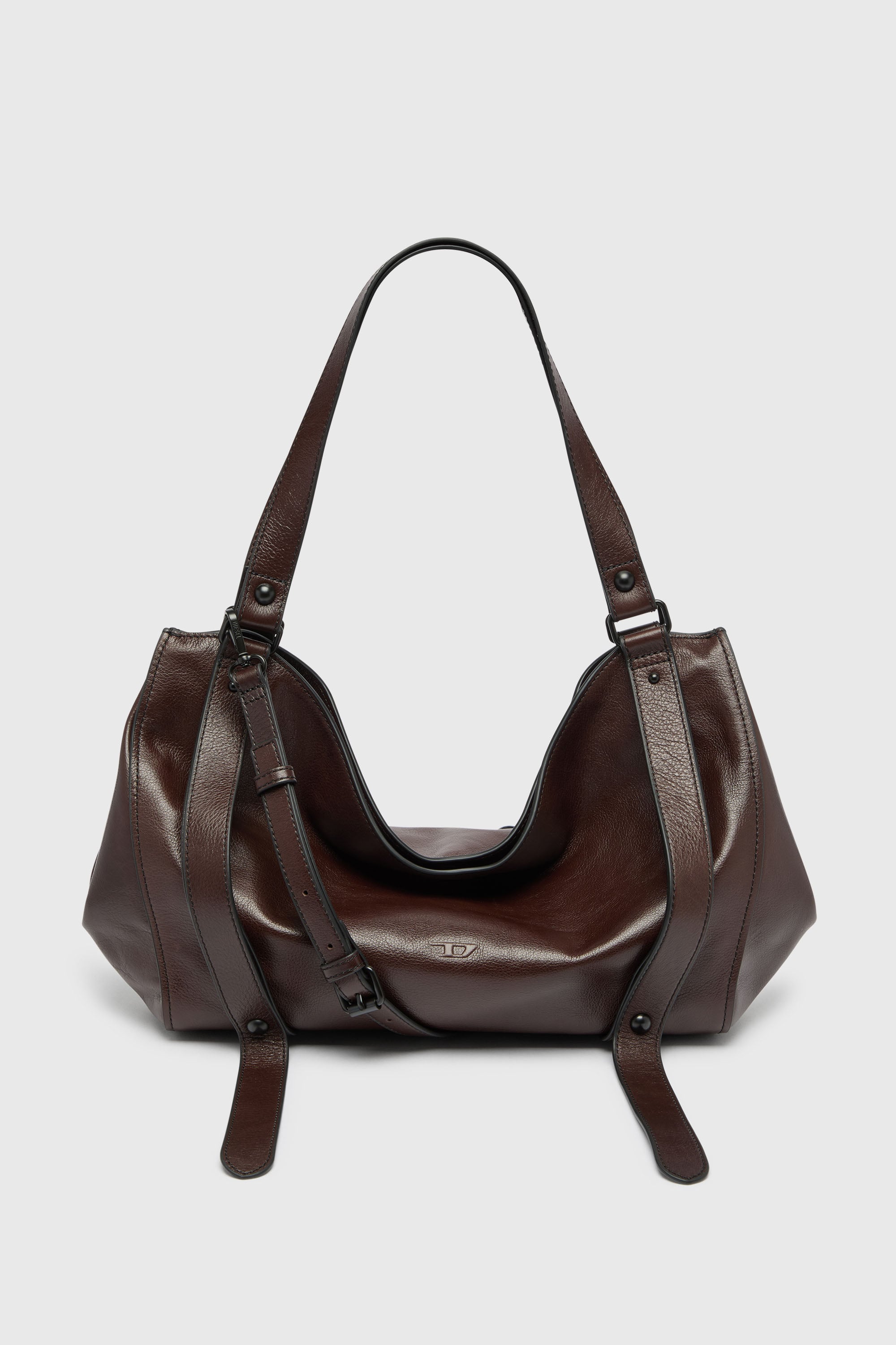 Diesel - D-ONE TOPHANDLE M, Unisex's D-One- Medium top-handle bag in leather in Dark Brown - 1