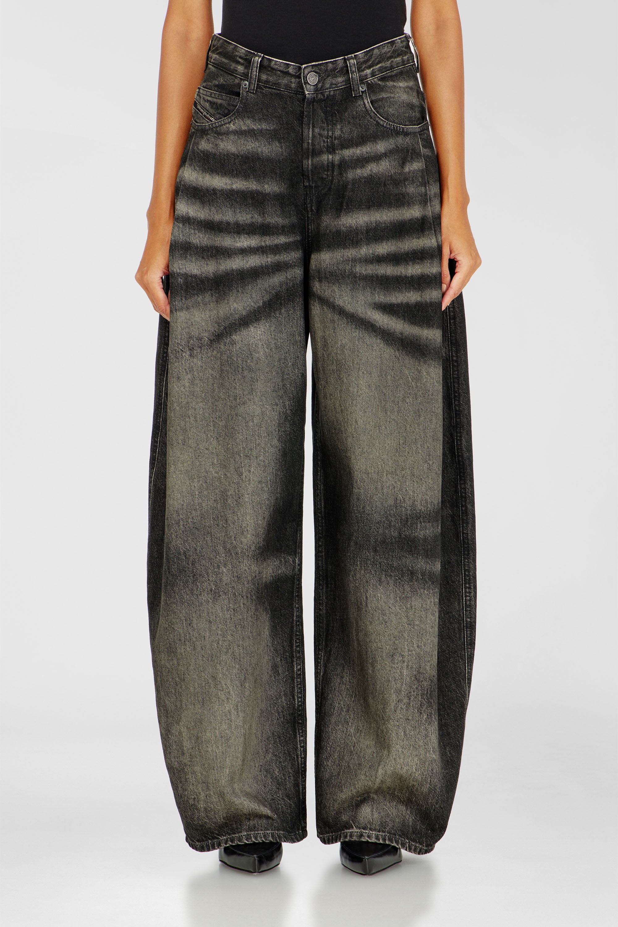 Diesel - Woman's Relaxed Jeans 1987 D-Khelz 09R33, Black/Dark grey - 1