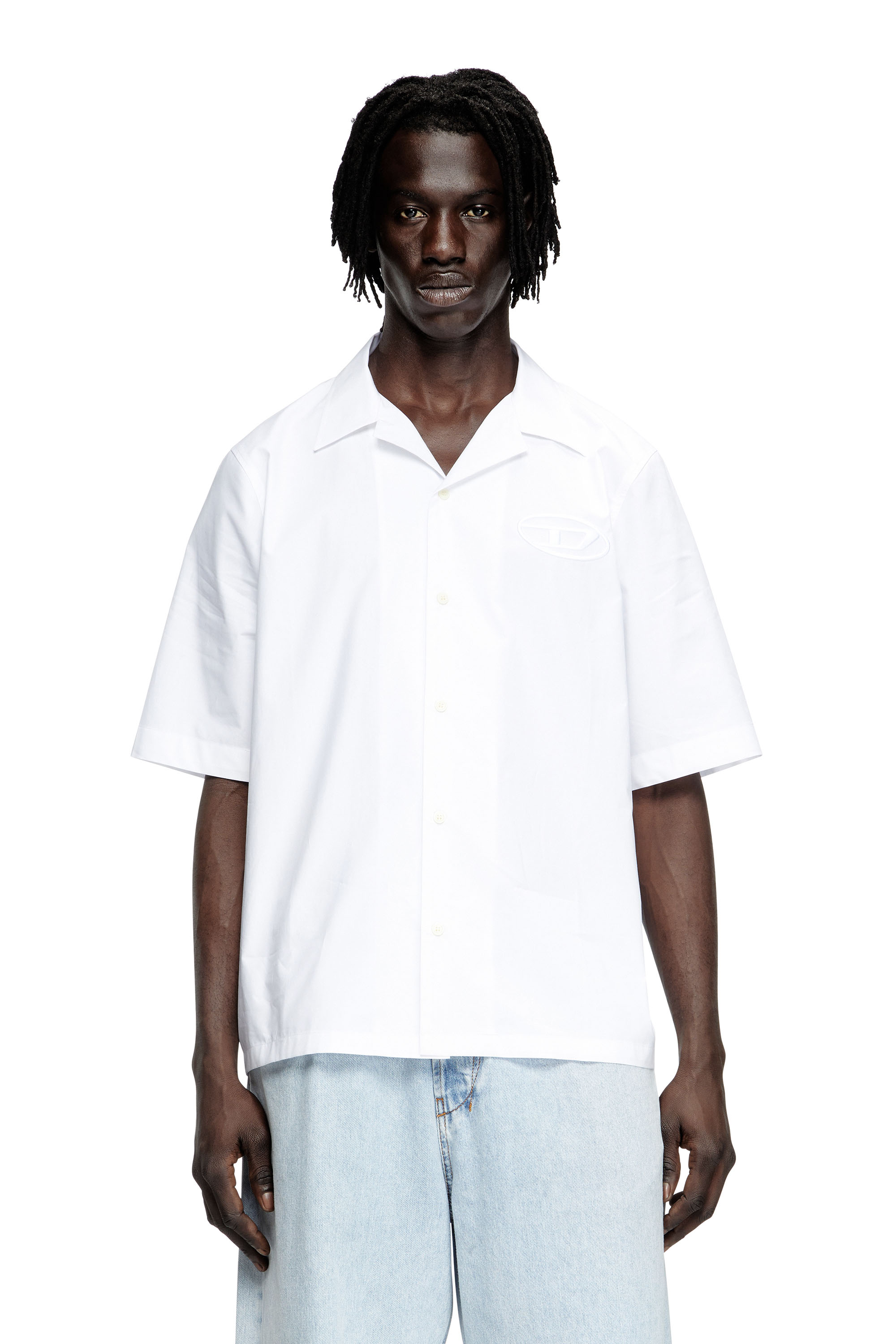 Diesel - S-MAC-PCAL, Man's Bowling shirt with Oval D in White - 1